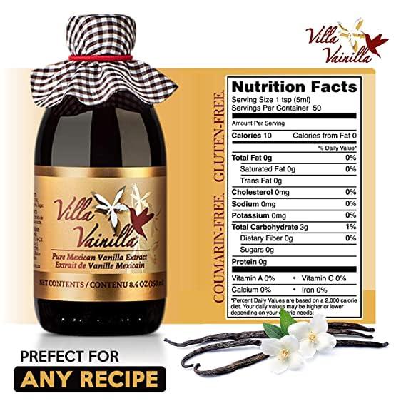 Villa Vainilla Villa Vainilla Pure Vanilla Extract Elixir- Premium Concentrated Vanilla, Real, Natural, Gourmet Vanilla Flavor from Mexico (8.4 Fl O Vanilla Extract and Beans 2)