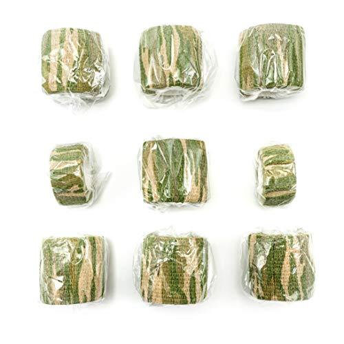 FRESINIDER FRESINIDER 9 Rolls Self Adhesive Wrap Athletic Tape Gauze, Breathable Elastic Cohesive Bandage for Sports Injury & Pet (7 Pcs 2"x 5 Yards + 2 Pcs 1" X 5 Yards) (Forest Camo)
