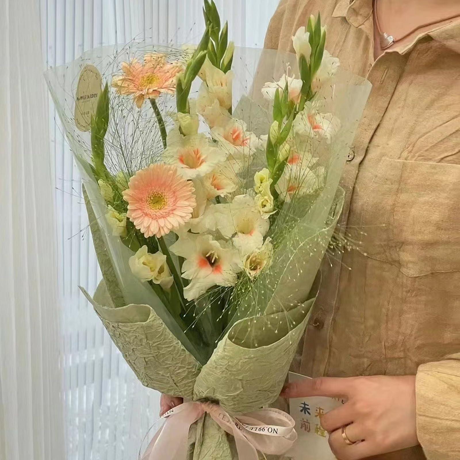 LLBWKC LLBWKC 20 Sheets Flower Wrapping Paper, Korean Cotton Wrapping Flower Paper, Non-Woven Floral Wrapping Paper, Waterproof Flower Bouquet Wrapping Paper for Florist Supplies, Gift Packaging 23x23 in