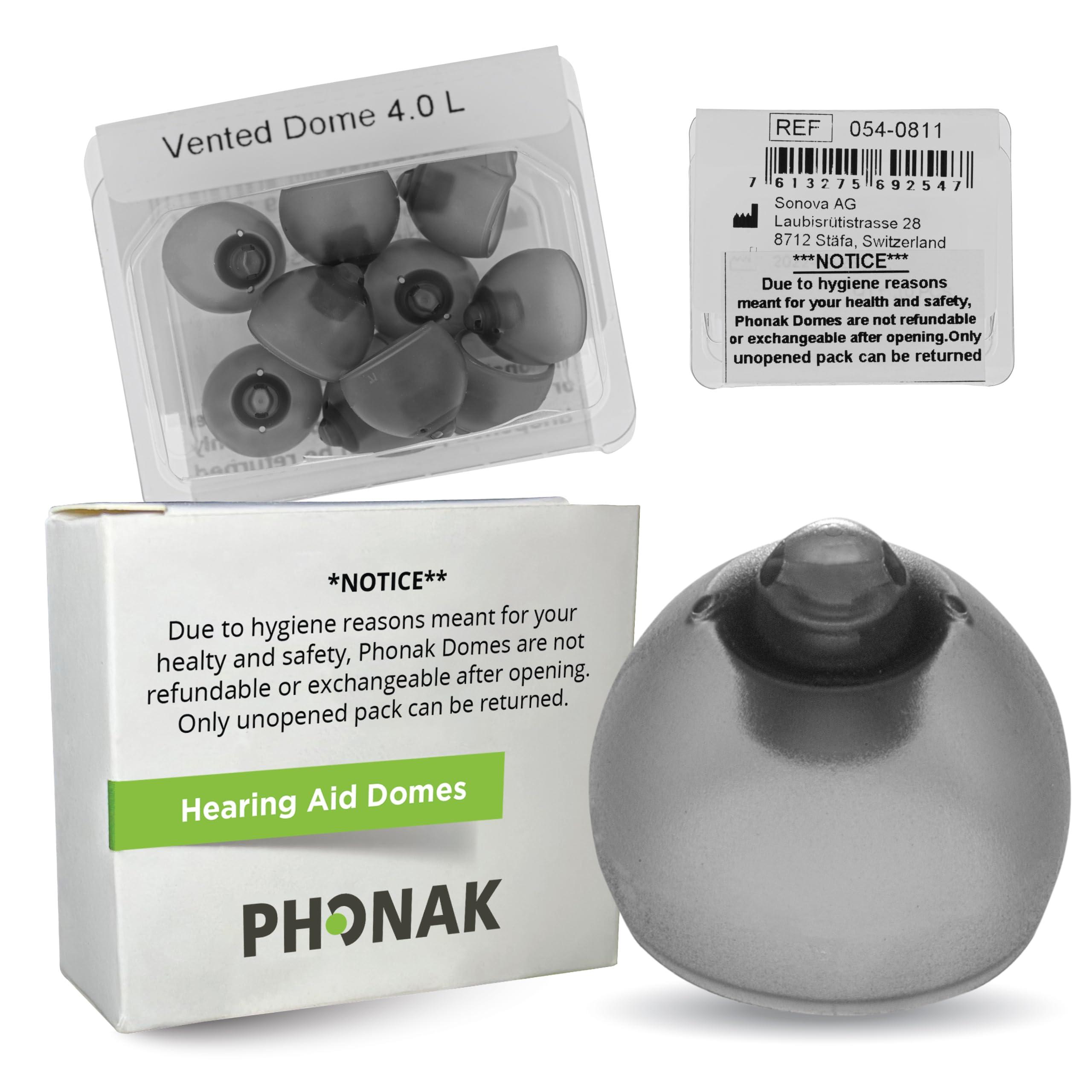 Otto Tech Phonak Vented 4.0 Dome Large (0.43 inch=11mm) 10 Domes, Genuine OEM Switzerland Replacement by Sonova, Hearing Aid Domes for Phonak Audeo Marvel Paradise Lumity Accessories -1 Pack/10 Domes Total