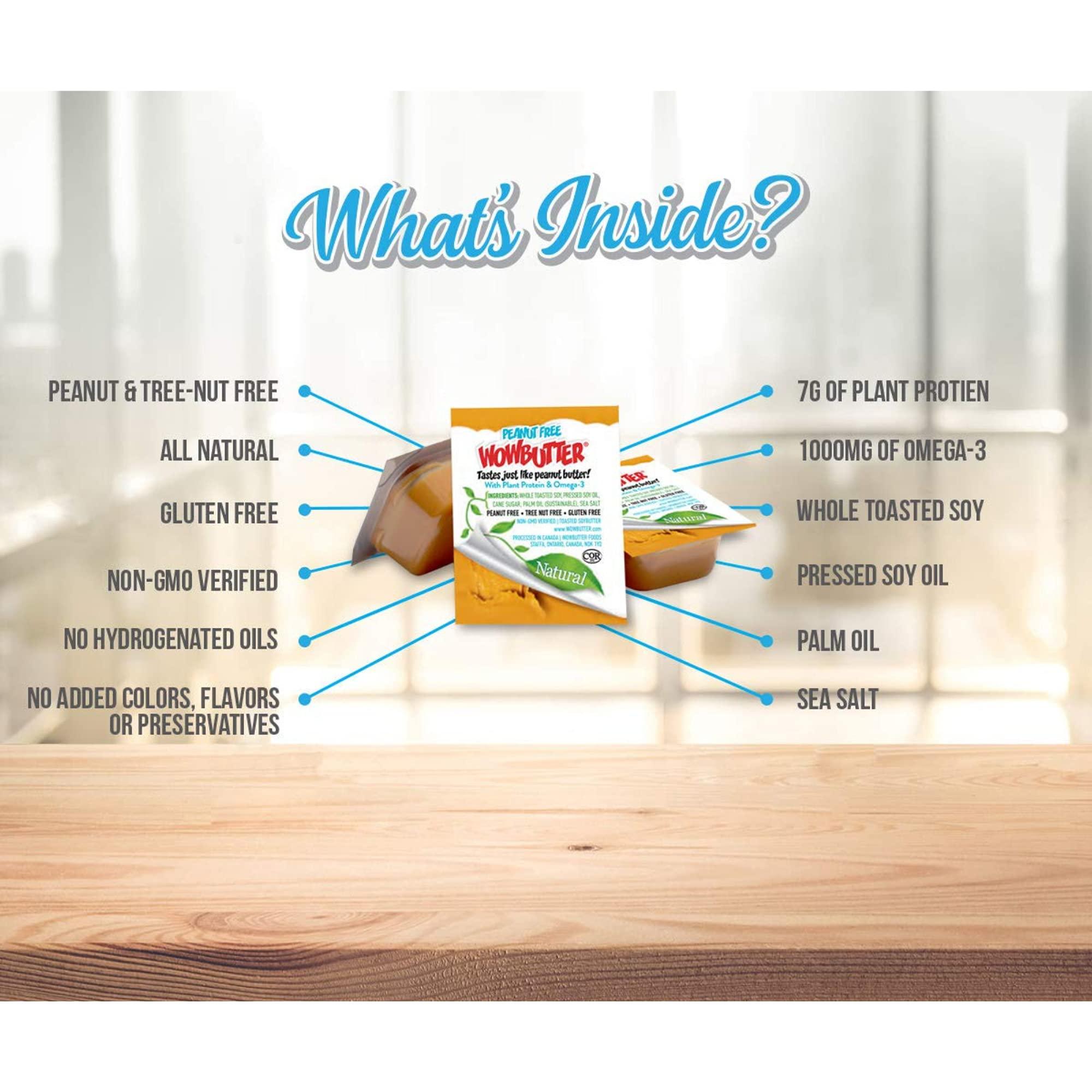 WOWBUTTER WOWBUTTER - Creamy Peanut & Tree Nut Free Spread - 175 Cups - 0.56oz each - Made With Whole Toasted Soy - All Natural Ingredients - Safe for School - Vegan Plant Protein Food - Gluten Free & Non-GMO