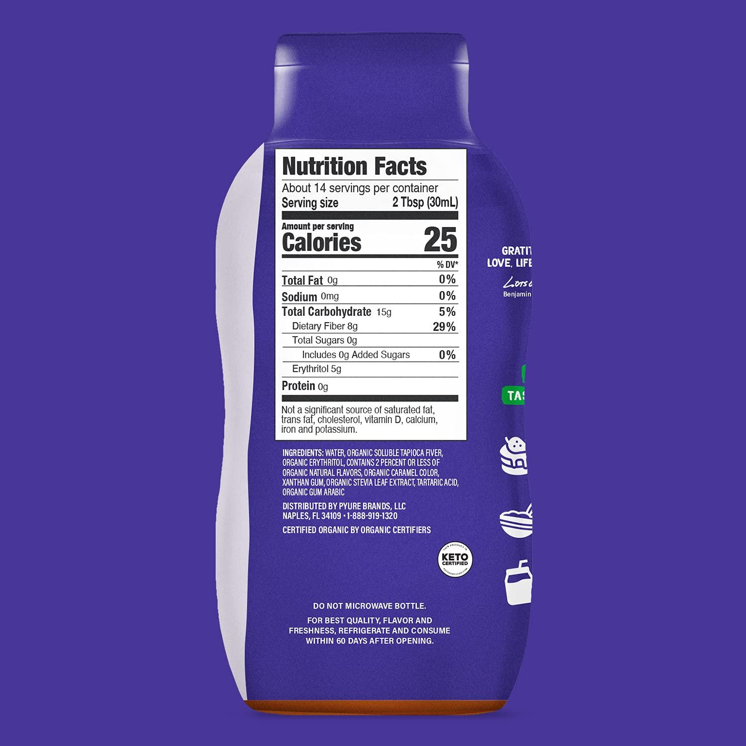 Pyure Pyure Organic Maple Flavored Syrup, Zero Sugar, 2 Net Carb, Gluten-Free, Plant-Based Maple Syrup for Vegan Keto Friendly Food, 14 Oz (Pack of 2)