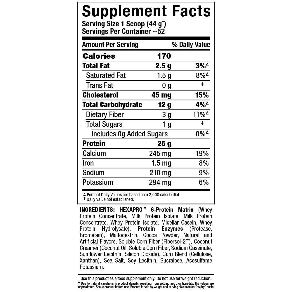 ALLMAX Nutrition ALLMAX HEXAPRO, Chocolate - 5 lb - 25 Grams of Protein Per Serving - 8-Hour Sustained Release - Zero Sugar - 52 Servings
