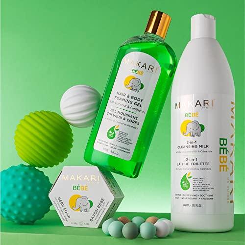 MAKARI Makari Baby Hair and Body Foaming Gel for Sensitive and Delicate Skin, Hypoallergenic and Paraben-Free Baby Body Wash and Shampoo with Nourishing Coconut Oil & Panthenol