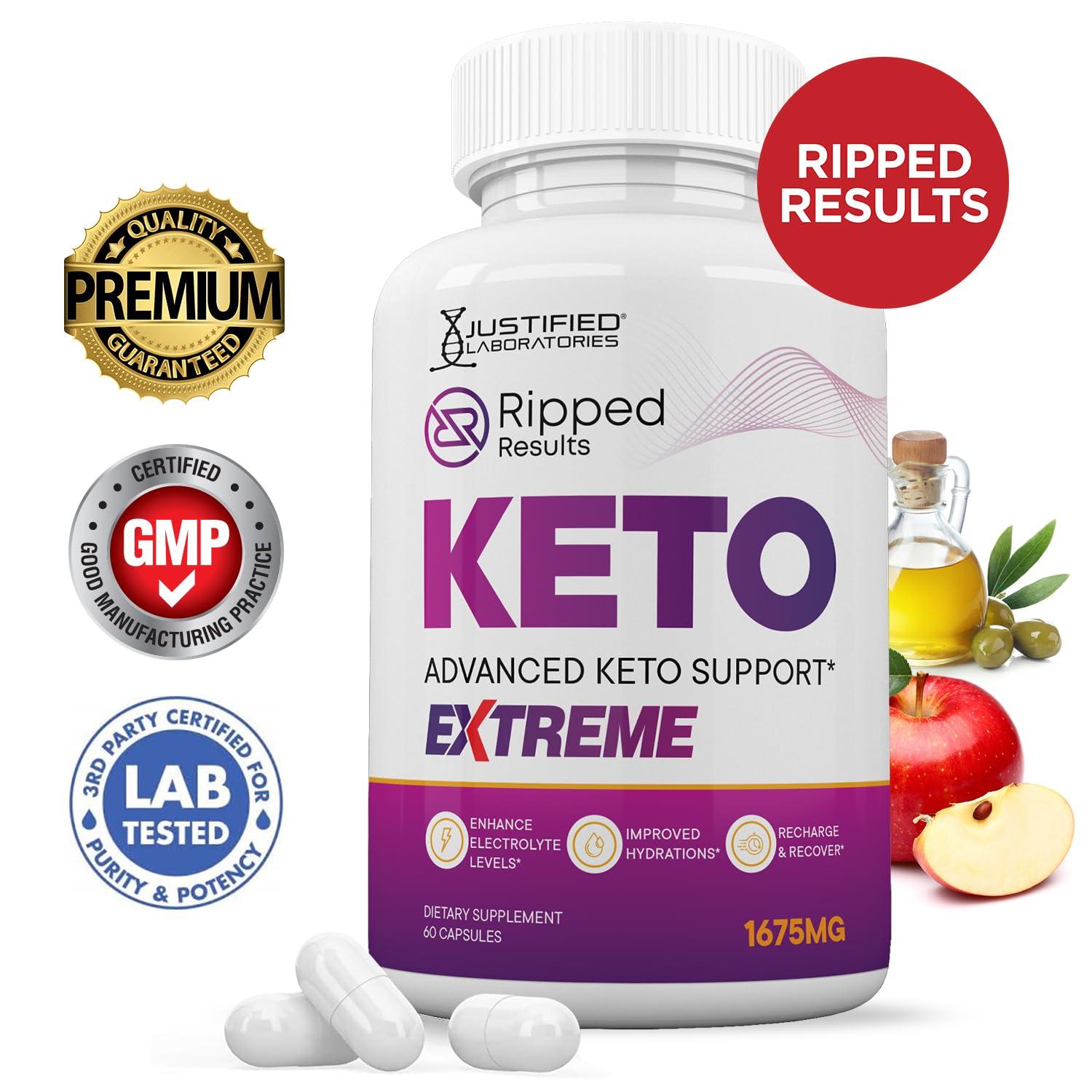 Justified Laboratories (3 Pack) Ripped Results Keto ACV Extreme Pills 1675MG Keto Support Blend Capsule Alternative Keto ACV Gummies Formulated Apple Cider Vinegar Extra Virgin Olive Oil Powder Green Tea Leaf 180 Capsules