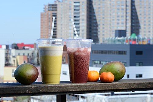 EcoQuality Clear Plastic Disposable Pet Cups | 20 oz Cups, 25 Pack | Crystal Clear PET Cup | Cold Smoothie | Iced Coffee Go Cups | Ideal for Coffee, Parfait, Juice, Soda, Cocktail, Party Cups (20oz, 25 count)