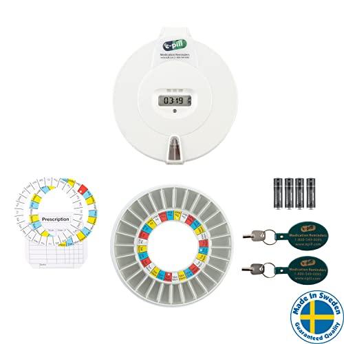 e-pill Medication Reminders e-Pill MedTime Pro - Advanced Locked Automatic Pill Dispenser - White Lid