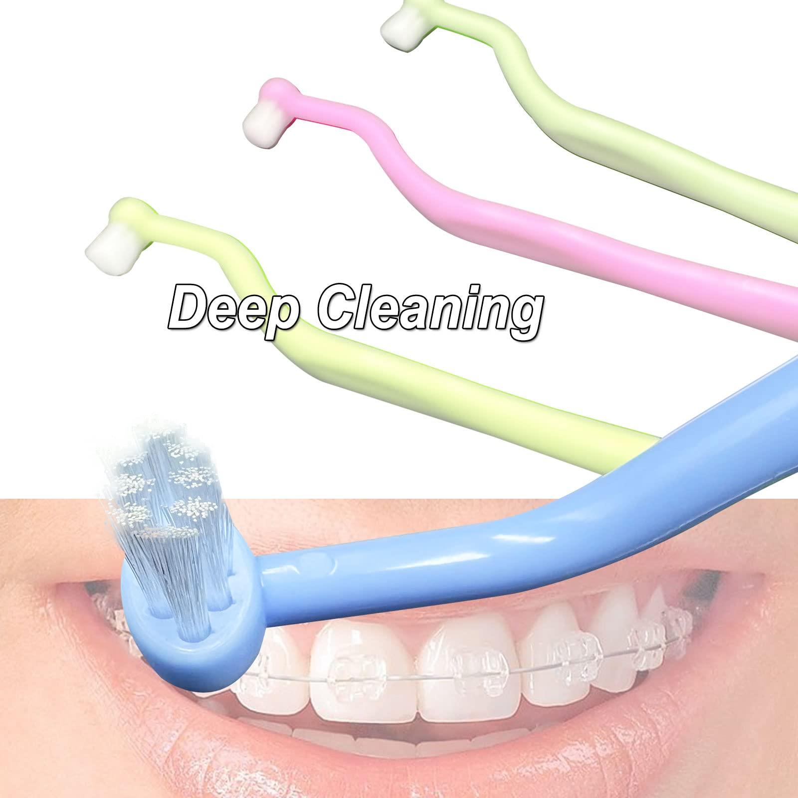 HRASY HRASY Orthodontic Toothbrush Small Tuft Toothbrush Tiny Compact Interspace Brush for Dental Implants, Braces and Teeth Detail Cleaning, 4 Pieces (4 Colors D)