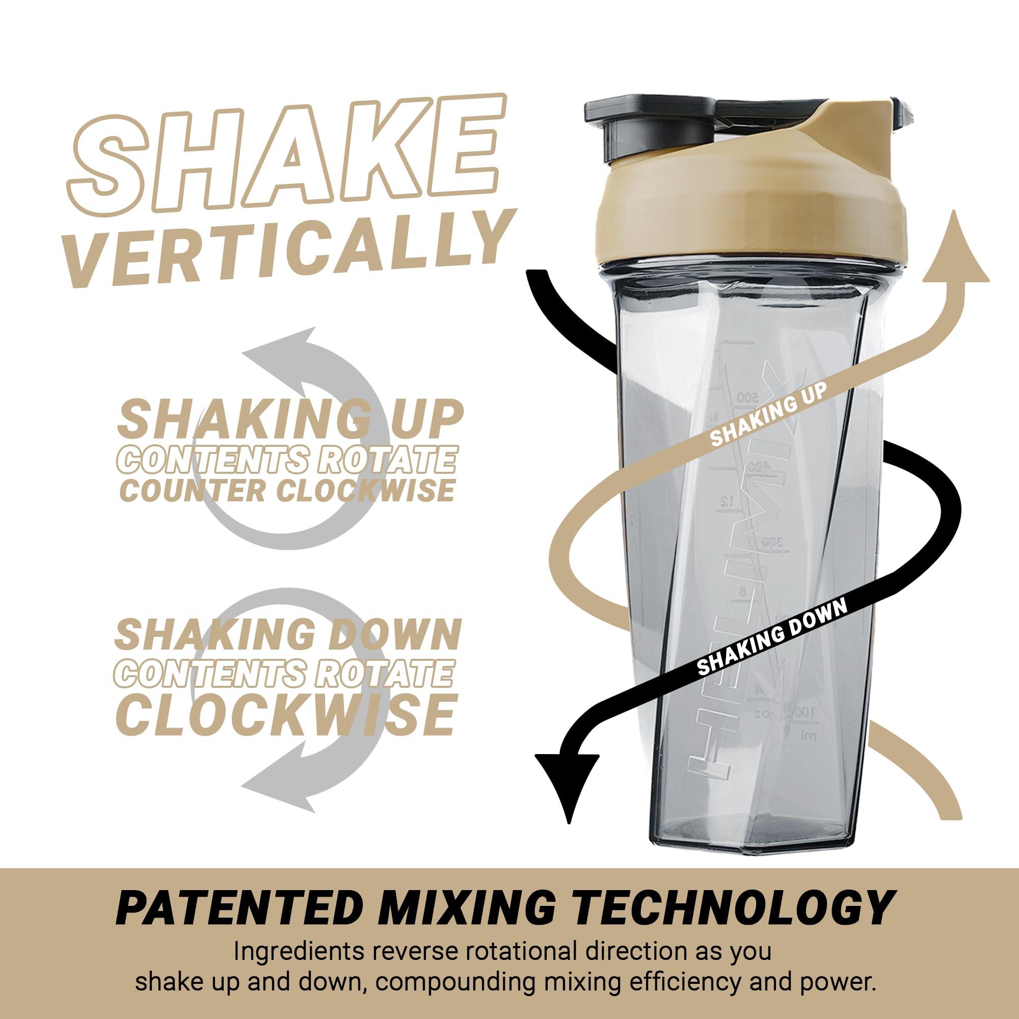 HELIMIX HELIMIX 2.0 Vortex Blender Shaker Bottle Holds upto 28oz | No Blending Ball or Whisk | USA Made | Portable Pre Workout Whey Protein Drink Shaker Cup | Mixes Cocktails Smoothies Shakes | Top Rack Safe