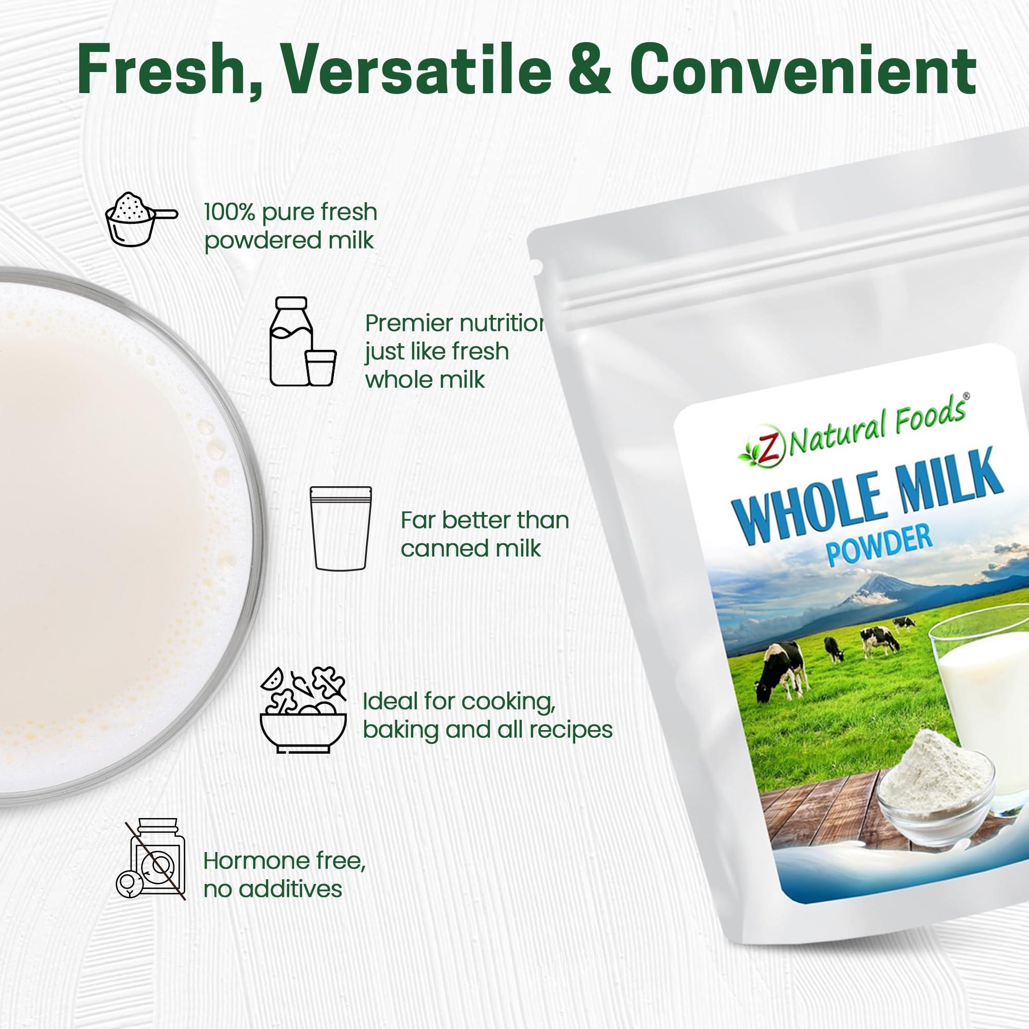 Z Natural Foods Z Natural Foods Premium Whole Milk Powder - Powdered Milk for Baking, Cooking, Drinks - Dry Milk Powder, Pasteurized, Non-GMO, Gluten-Free, Kosher-Certified, 55 lbs