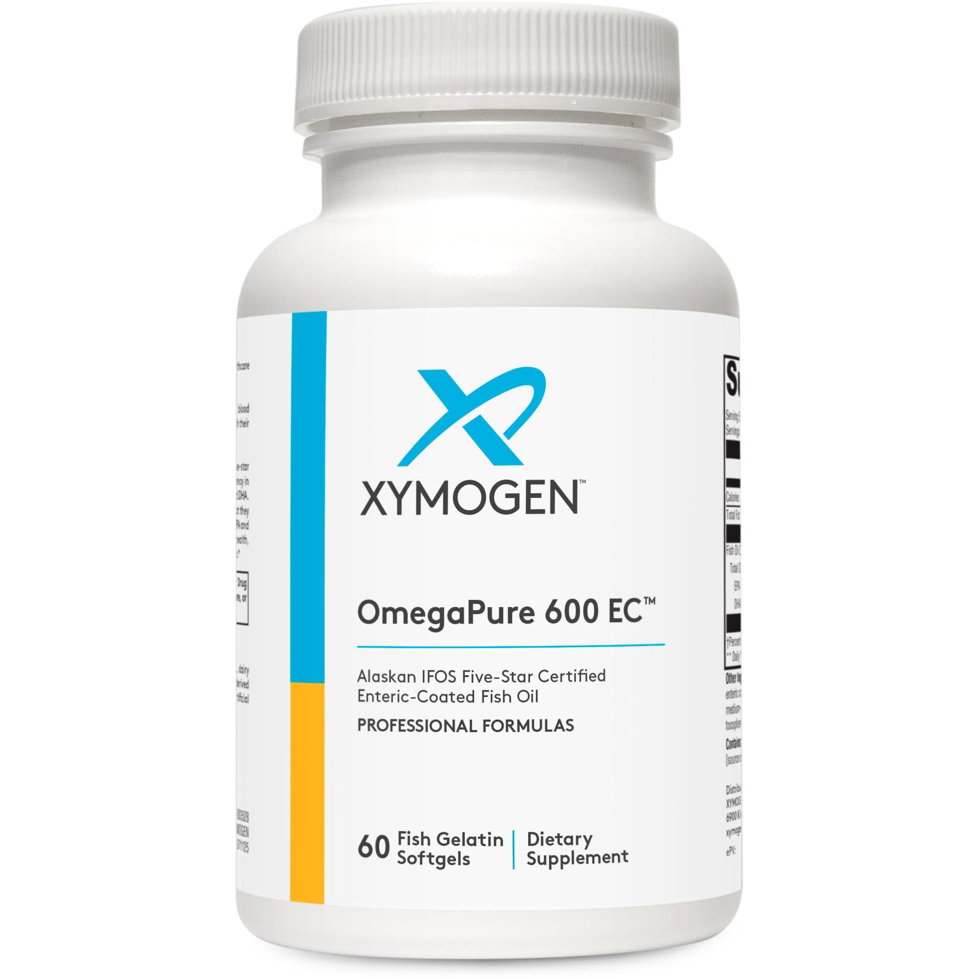 XYMOGEN XYMOGEN OmegaPure 600 EC - International Fish Oil Standards (IFOS) Five-Star Certified Enteric-Coated Fish Oil - DHA EPA Omega-3 Supplement for Cardiovascular + Cognitive Support (60 Softgels)