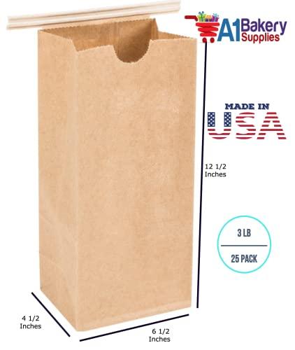 A1 Bakery Supplies Resealable Kraft Tin Tie Poly-lined Bags Coffee Bags Reclosable Tin Tie Bags without window - 3 Lb - 25 Pack