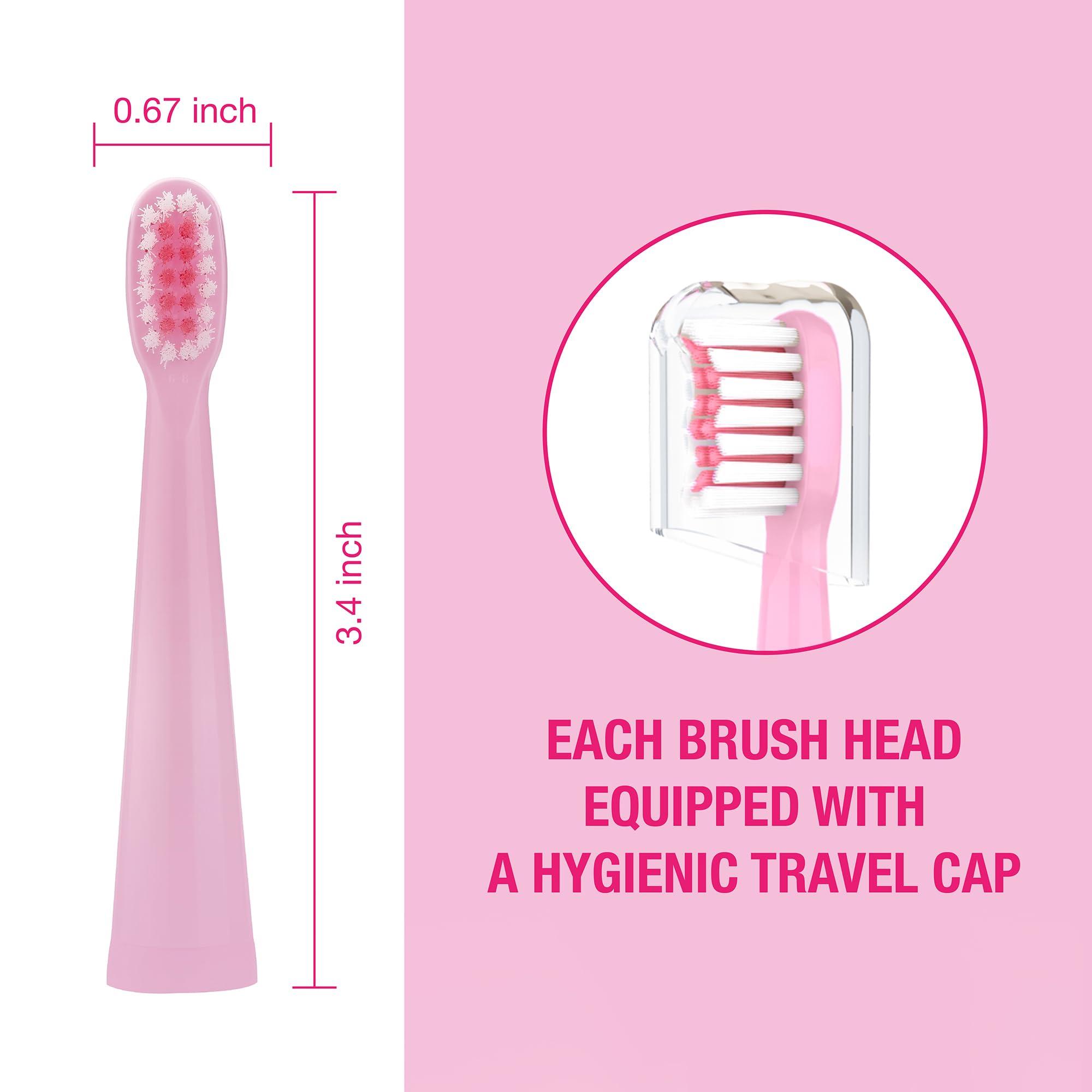 Vekkia Vekkia Kids Electric Toothbrush Replacement Heads - 7X More Plaque Removal, End-Rounded 3D Curved Soft Bristles, Comfortable & Efficient Clean Teeth, Perfect for Kid Small Mouth, Pink (4 Pack)