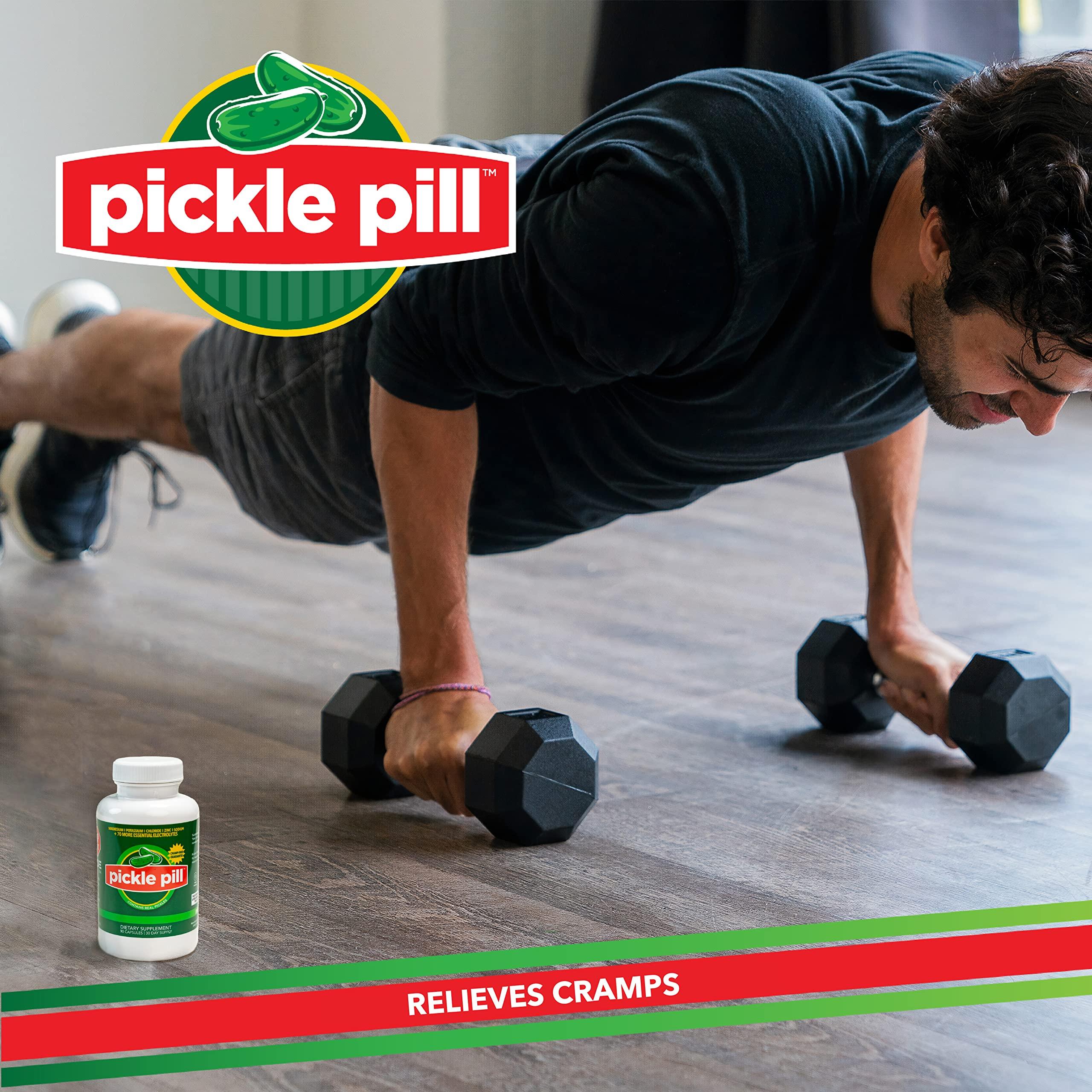 PicklePill Cramp Defense, Rapid Muscle Recovery, Leg Cramps, No Pickle Juice Taste Capsules, Electrolyte Hydration Powder, Muscle Relaxer with Vitamins Magnesium, Potassium, Vitamin D3, 90 Tablets