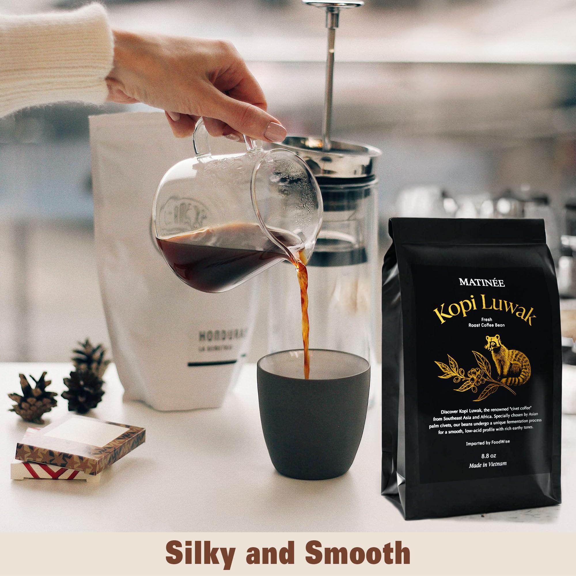 MATINE MATINE Wild Kopi Luwak Coffee Beans, Medium Roast, Whole Bean Coffee, Civet Coffee, Wild Kopi Luwak Coffee - Sustainably Sourced From Vietnam, 8.8oz / 250 Grams
