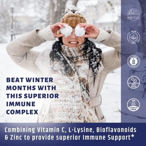AgeImmune Vitamin C 1000mg Complex with L-Lysine 500mg, Zinc 12mg, Bioflavonoids 300mg. Doctor Formulated Magnesium Stearate Free Supplements for Healthy Immune System Support.(1)