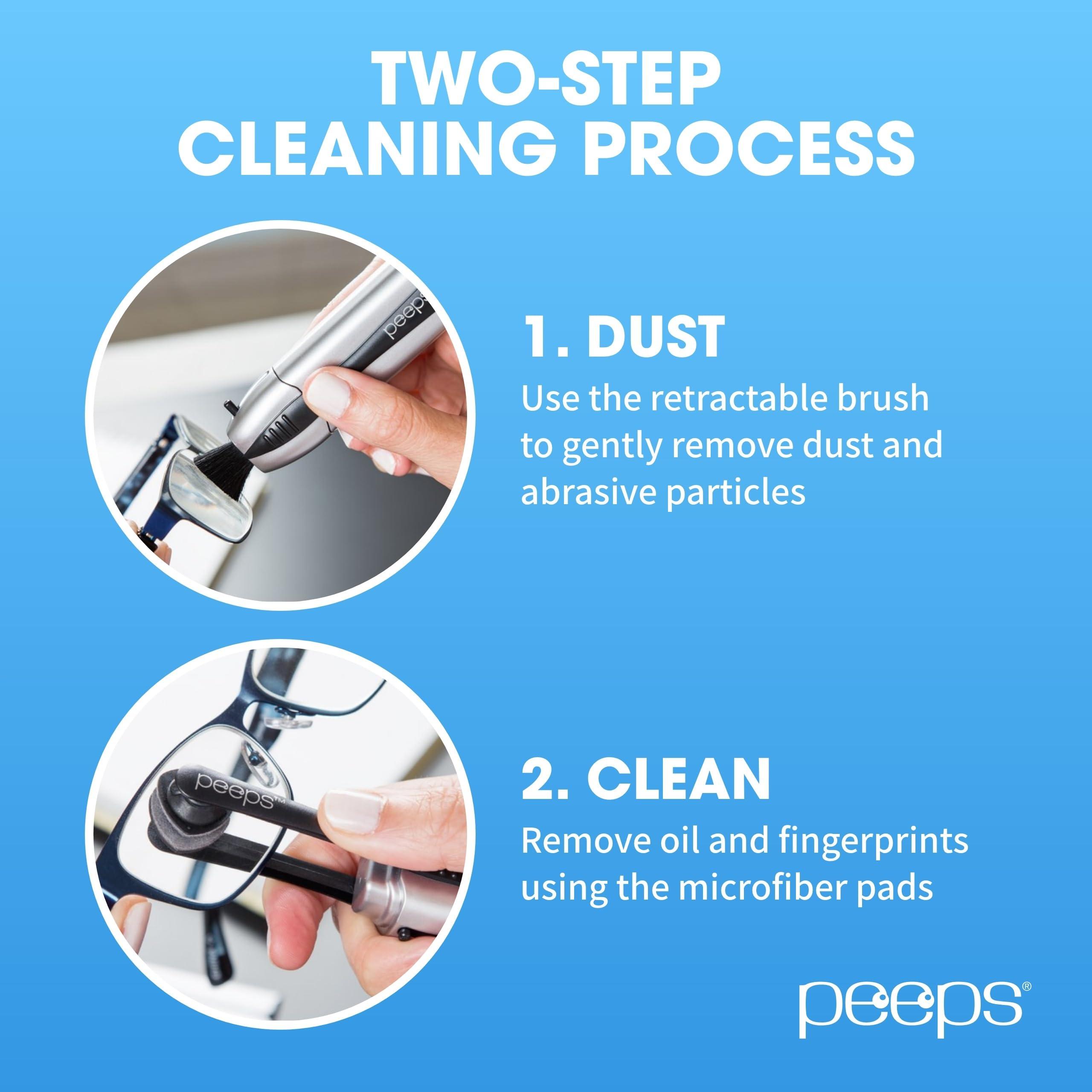 Peeps CarbonKlean Peeps Glasses Cleaner - for Eyeglasses, Reading Glasses, and More - Lens Cleaner with Carbon Microfiber Tech - Injected Green - 2 Count (Pack of 1)