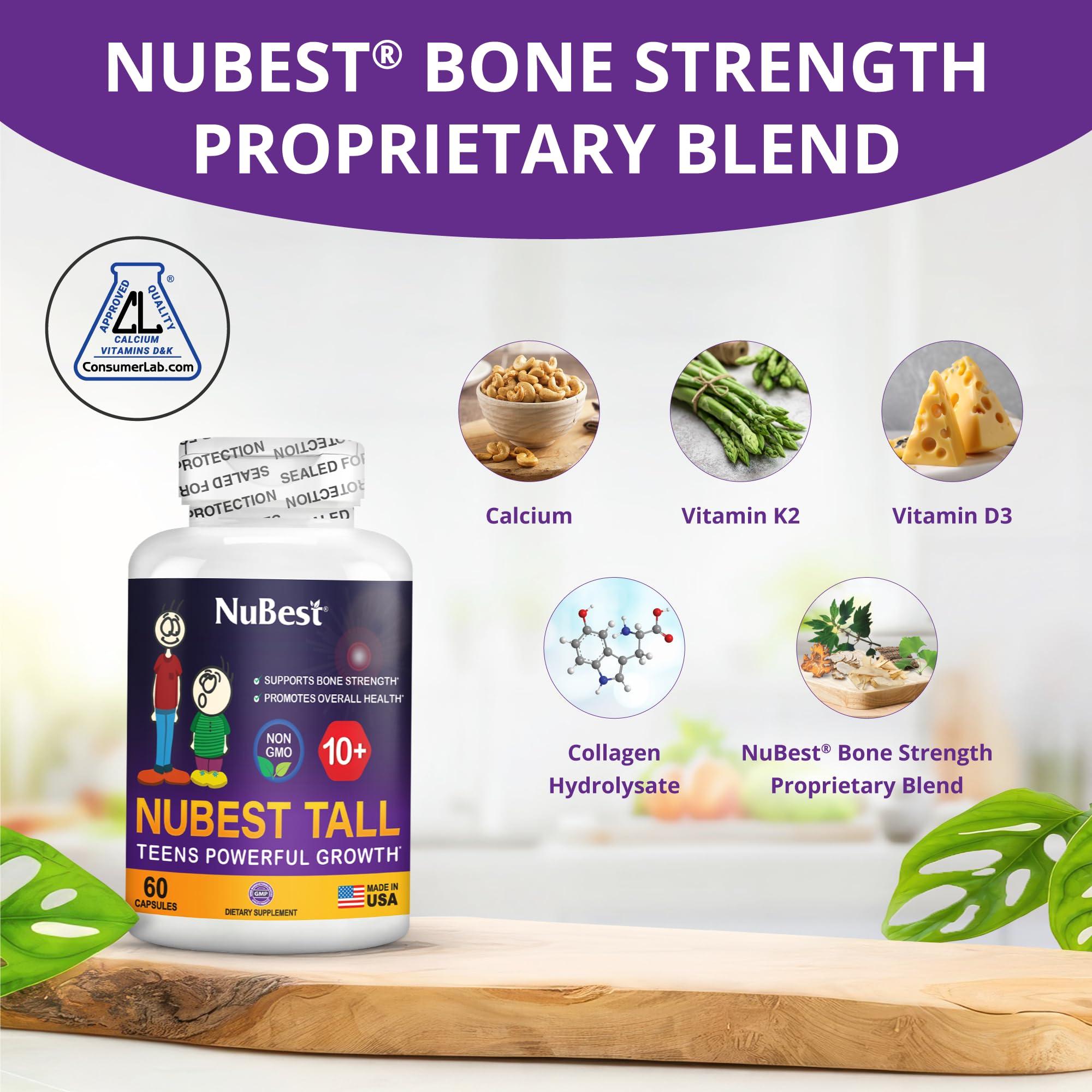 NuBest NuBest Tall 10+ - Height Growth Supplement for Children (10+) & Teens Who Drink Milk Daily, Height Growth Pills with Calcium, Vitamins & Minerals - Helps Height Increase - 12 Pack | 12 Month Supply