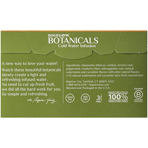 Bigelow Tea Bigelow Botanicals Cold Water Infusion Watermelon Cucumber Mint Tea Bags 18 Count Box (Pack of 1), Herbal Infusion, Caffeine Free, 18 Tea Bags Total