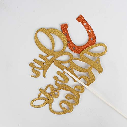 PANHUI Our First Rodeo Cake Topper, Gold Glitter Western Wild Themed Cake Decor,Twins Baby Shower Cowboys/Cowgirls 1st Birthday Party Decoration