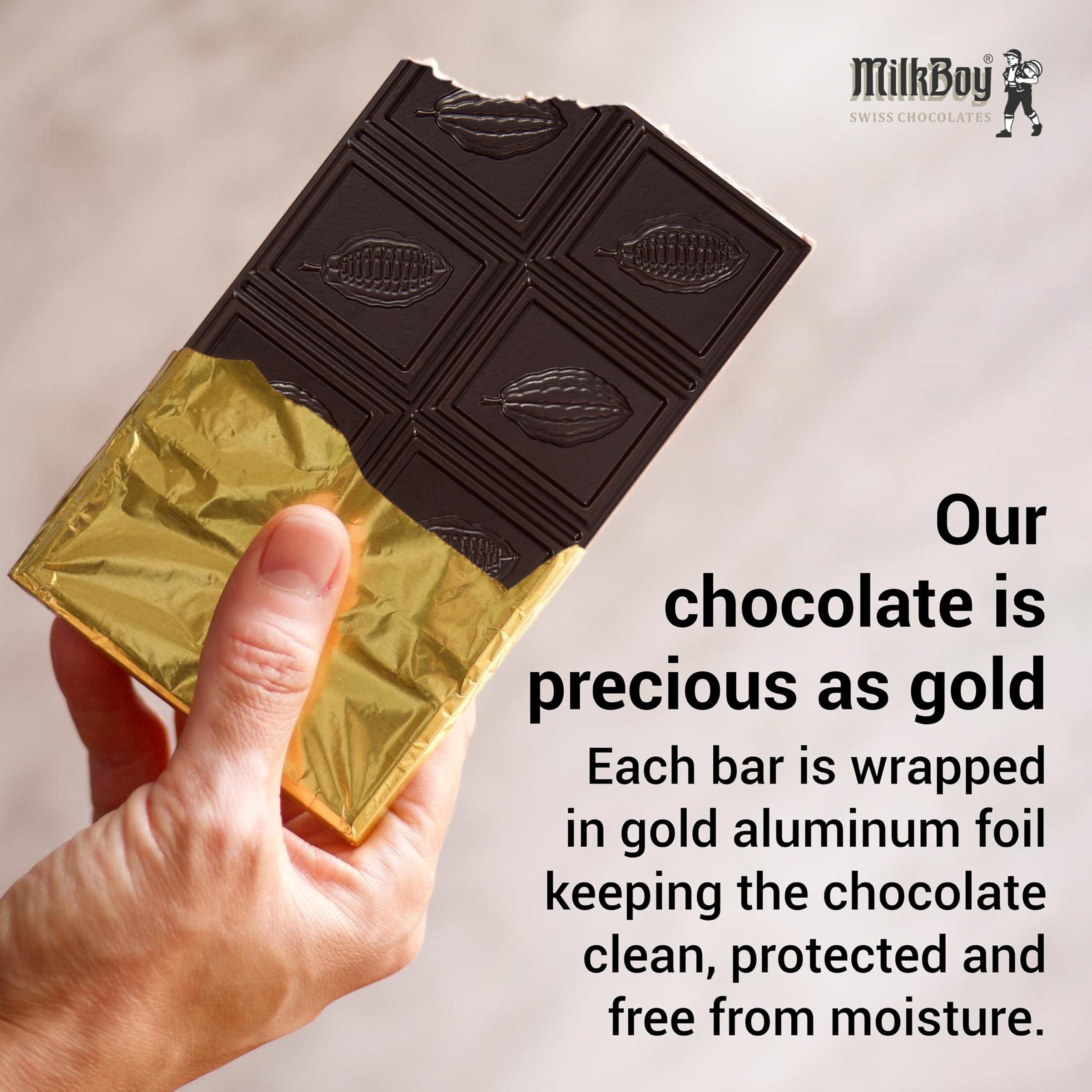 Milkboy Swiss Chocolates Milkboy Swiss 85% Dark Chocolates Variety Pack - Chocolate Bars - Crafted in Switzerland - All Natural, Sustainably Farmed Cocoa - Gluten & GMO Free, Vegan - 3 oz (Pack of 5)