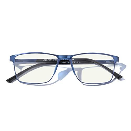 MERRY'S MERRY'S Fashion Blue Light Blocking Glasses - Reading Glasses Metal Frame Spring Hinge Readers for Men Eyeglasses (Blue-52MM, 2.00)