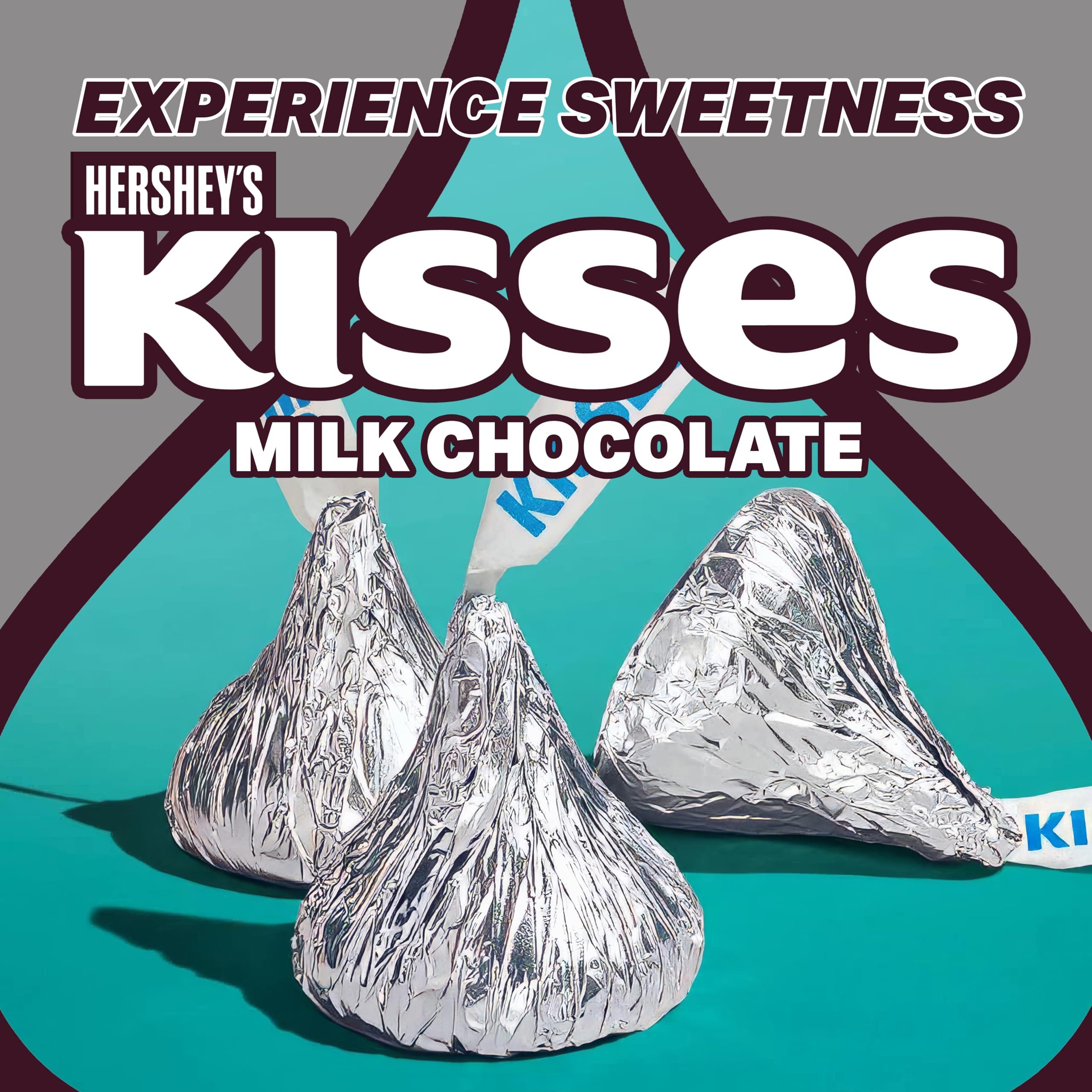 CHAIN & JO SWEETS Hershys Kisses Silver Foiled Classic Milk Chocolate - 4 Pounds approx 400 pieces of Chocolate Candy Individually Wrapped - Ideal for Snacking and Sharing wit Family & Friends - Halloween Candy, Bulk Candy Individually Wrapped, Chocolate Candy Ideal f