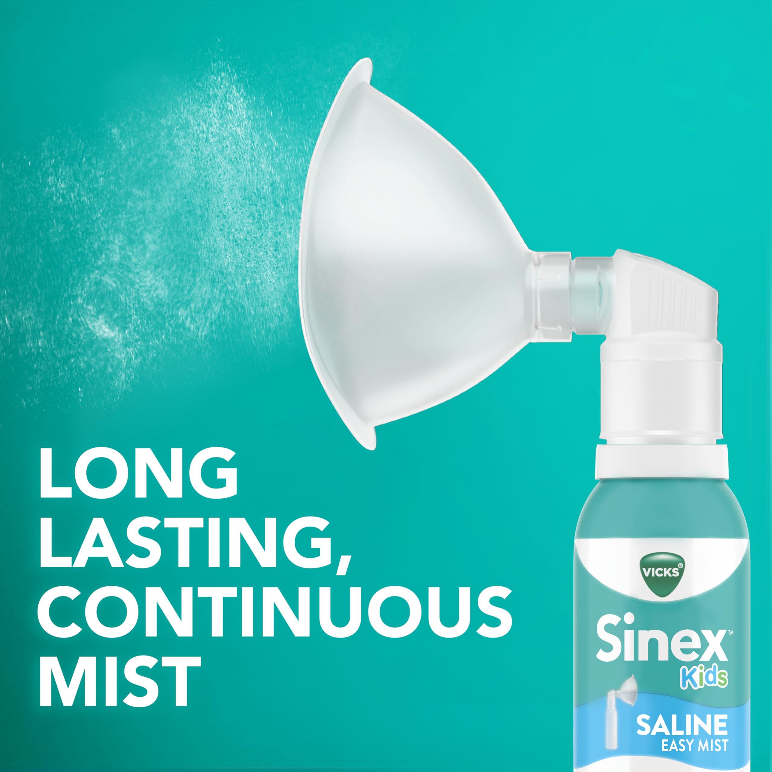 Vicks Vicks Sinex Kids Saline Easy Mist, Drug Free Saline, Ages 1 Month+, Gently Clears and Soothes Everyday Stuffy Noses, Safe for Daily Use, 1.7 OZ