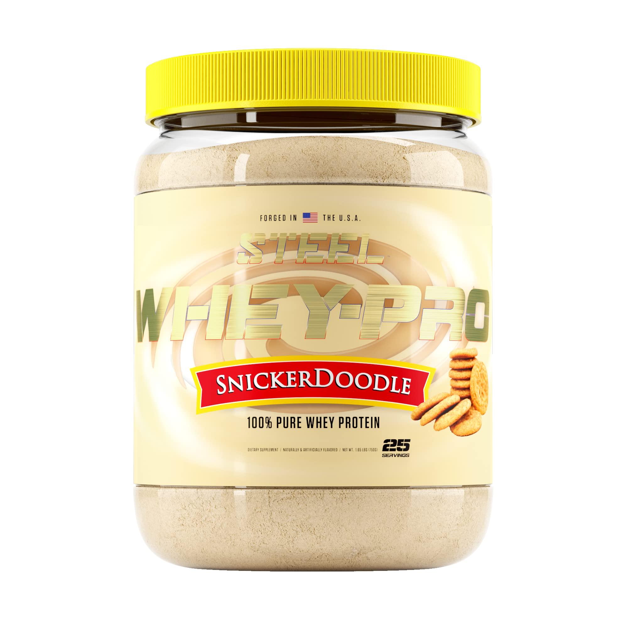 Steel Supplements Steel Supplements Whey-Pro | 100% Pure Whey Protein Powder for Men and Women | Snickerdoodle | Muscle Gain & Lean Muscle Recovery | Gluten Free | 1.65 lbs | BCAA 5g | Non-GMO | 25 Servings
