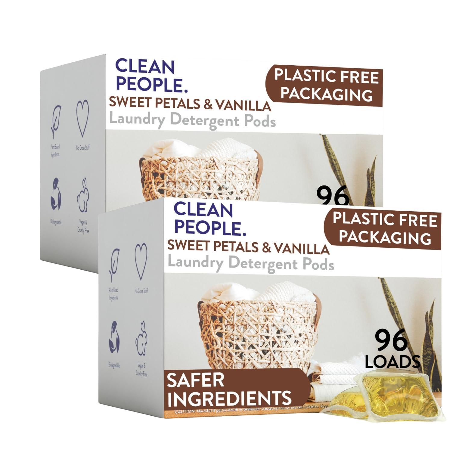 THE CLEAN PEOPLE Clean People Laundry Detergent Pods - Hypoallergenic Laundry Pods - Ultra Concentrated, Recyclable Packaging, Stain Fighting - Sweet Petals, 192 Pack