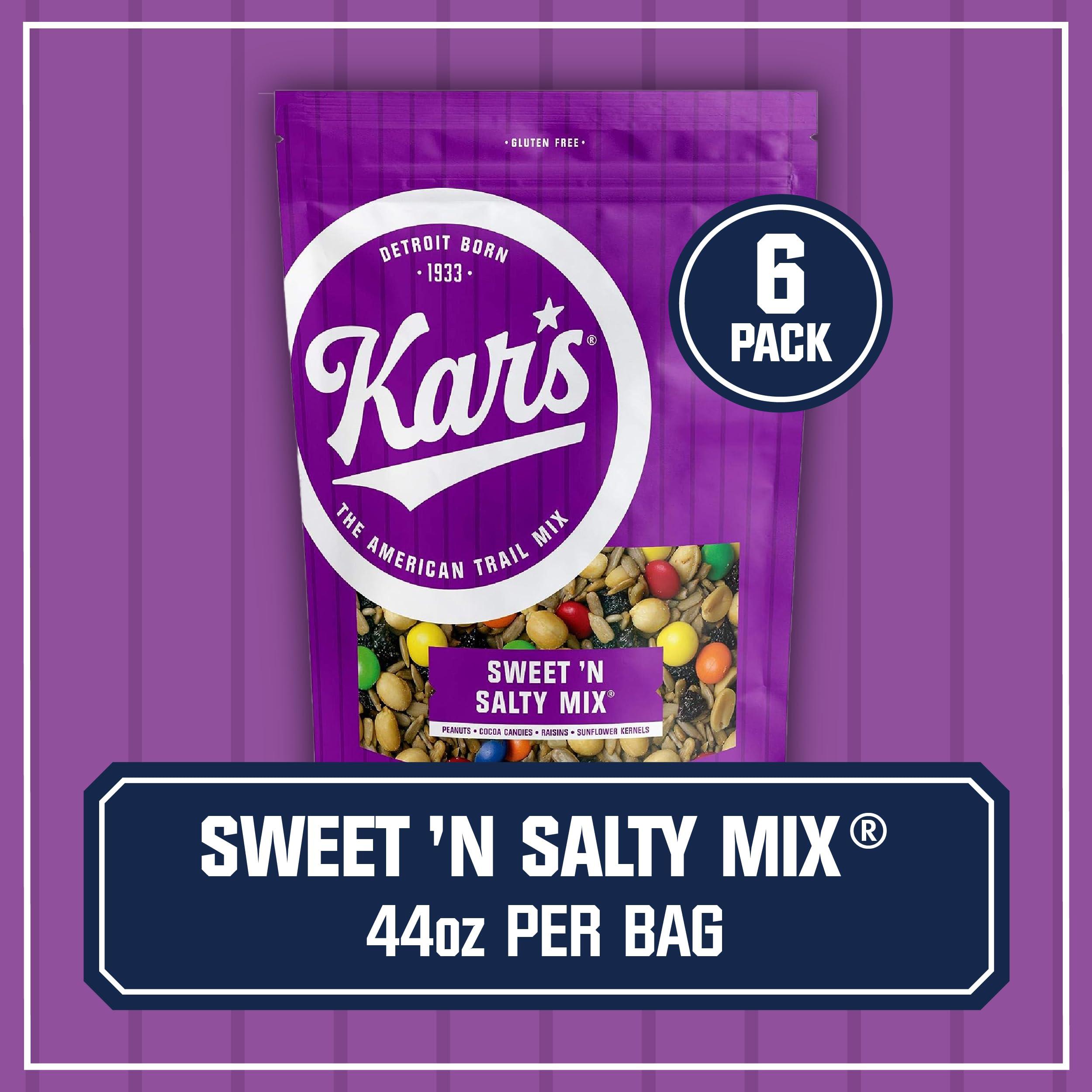 Kar's Kars Nuts Sweet N Salty Trail Mix, 44 oz (Pack of 6) - Resealable Pouch, Easy and Quick Snacks for Adults and Kids
