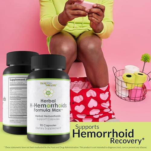 True You Health Herbal H-Hemorrhoids Formula Max - Our Best Herbal Hemorrhoids Treatment - Natural Hemorrhoid Relief Pills - Natural Hemorrhoid Shrinking Treatment - Herbal Hemorrhoidal Treatment Hemorrhoid Pills