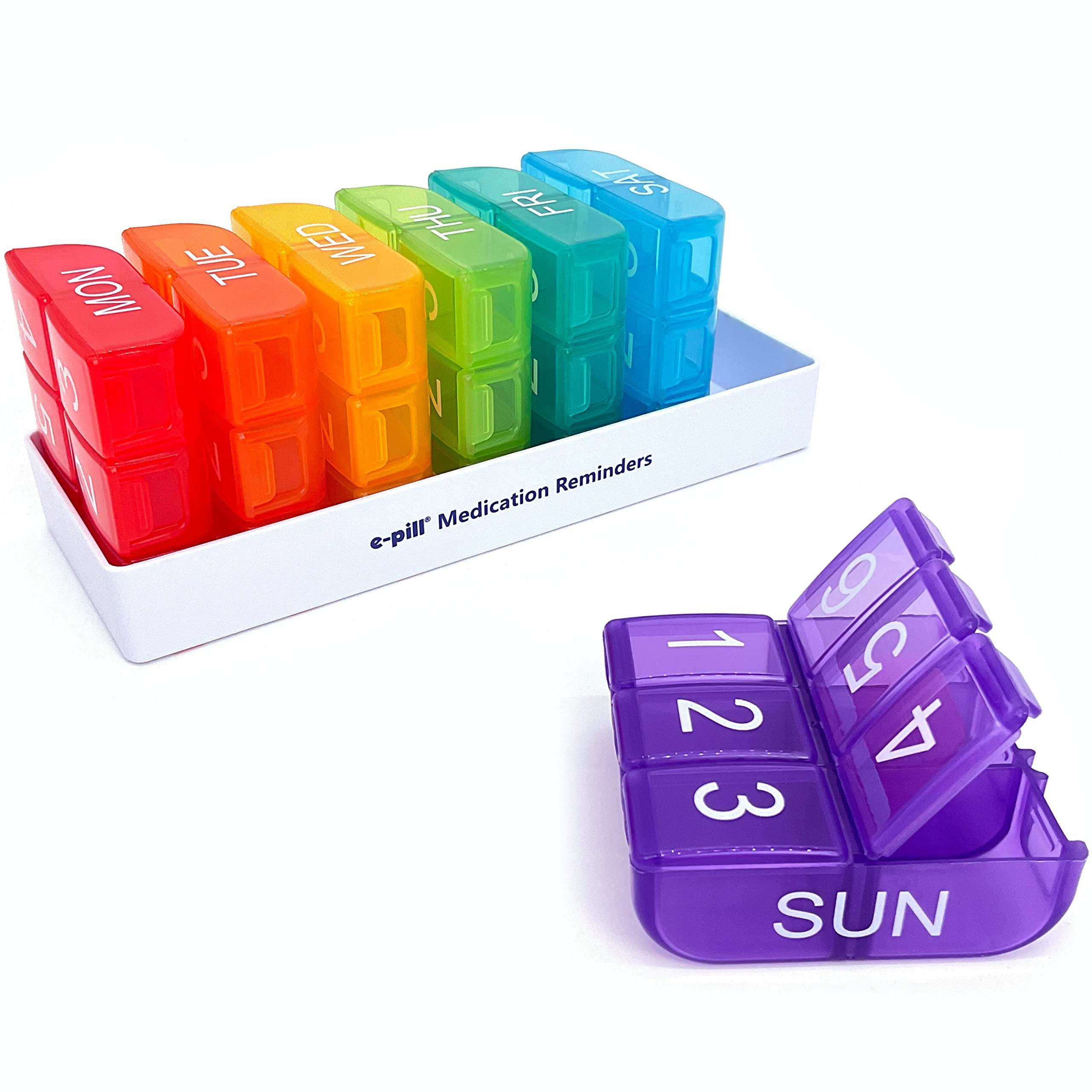 e-pill Medication Reminders e-Pill 6 Times a Day x 7 Day Large Weekly Pill Organizer, Vitamin, and Medicine Box - Multicolor