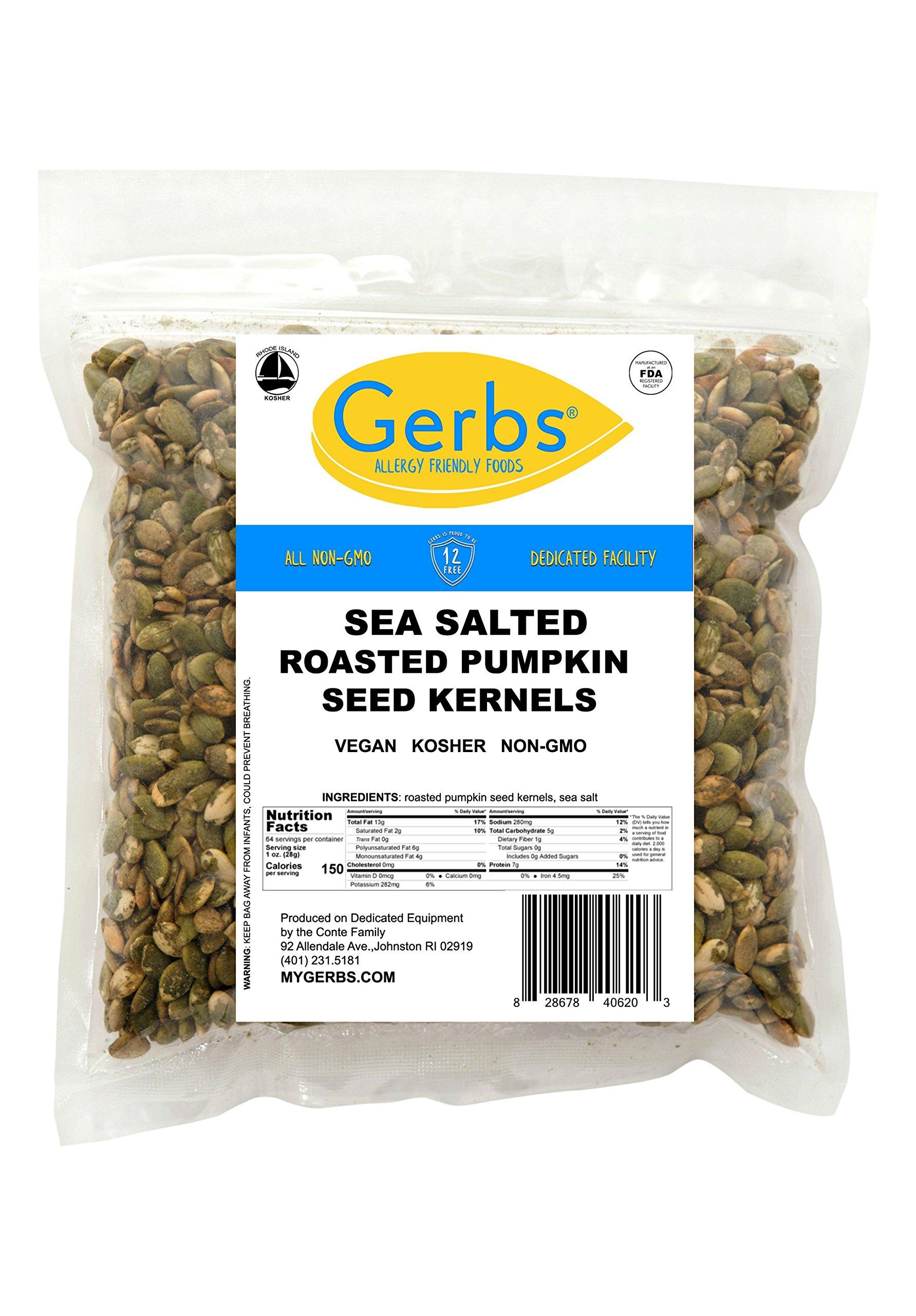GERBS GERBS Sea Salted Pumpkin Seed Kernels 4 LBS|Top 14 Allergy Free Food |Use in salads, yogurt, baking, oatmeal, trail mix|Grown in Canada, packed in US