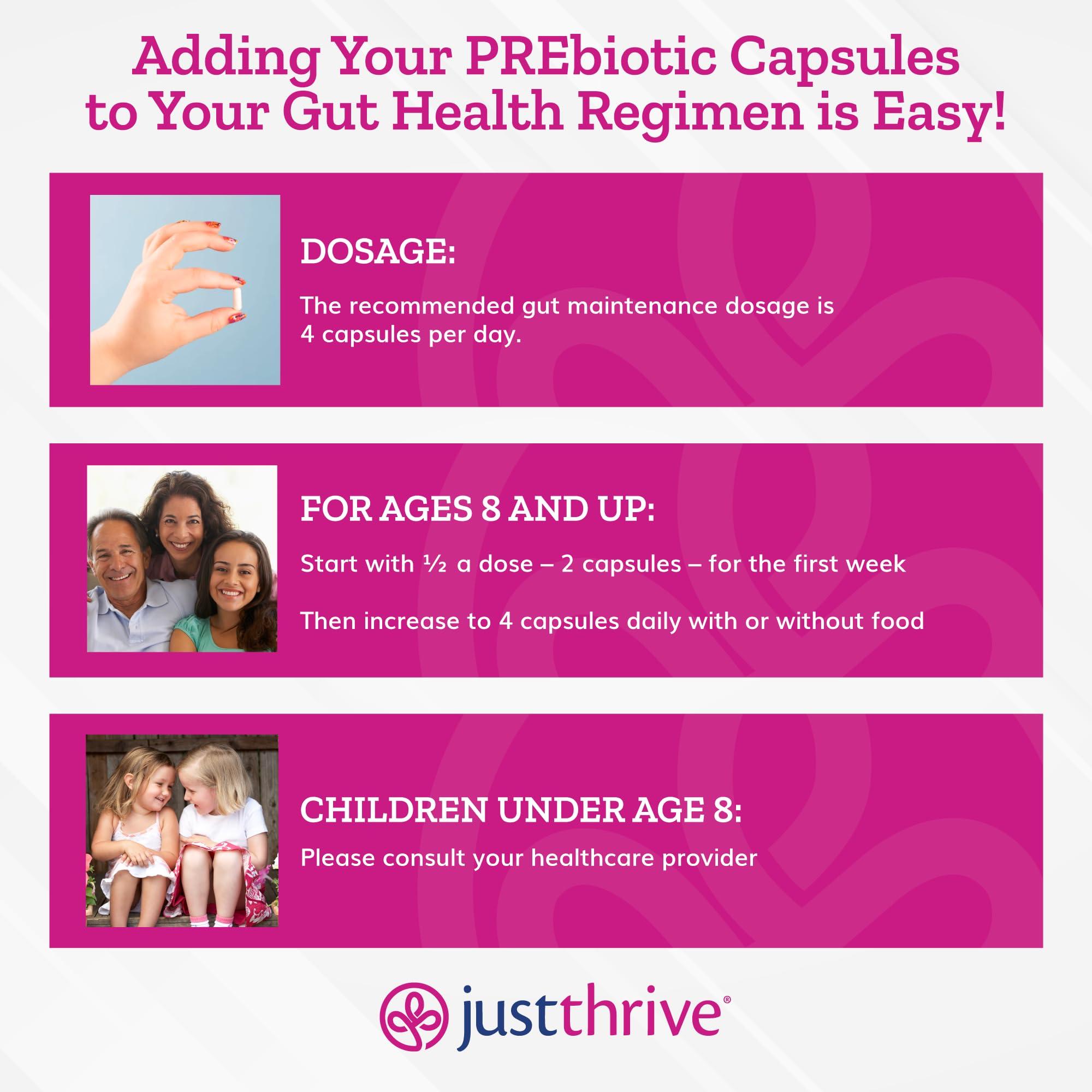 Just Thrive Just Thrive PREbiotic Capsules - Prebiotic Blend for Gut Health and Immune Support, 120 Caps
