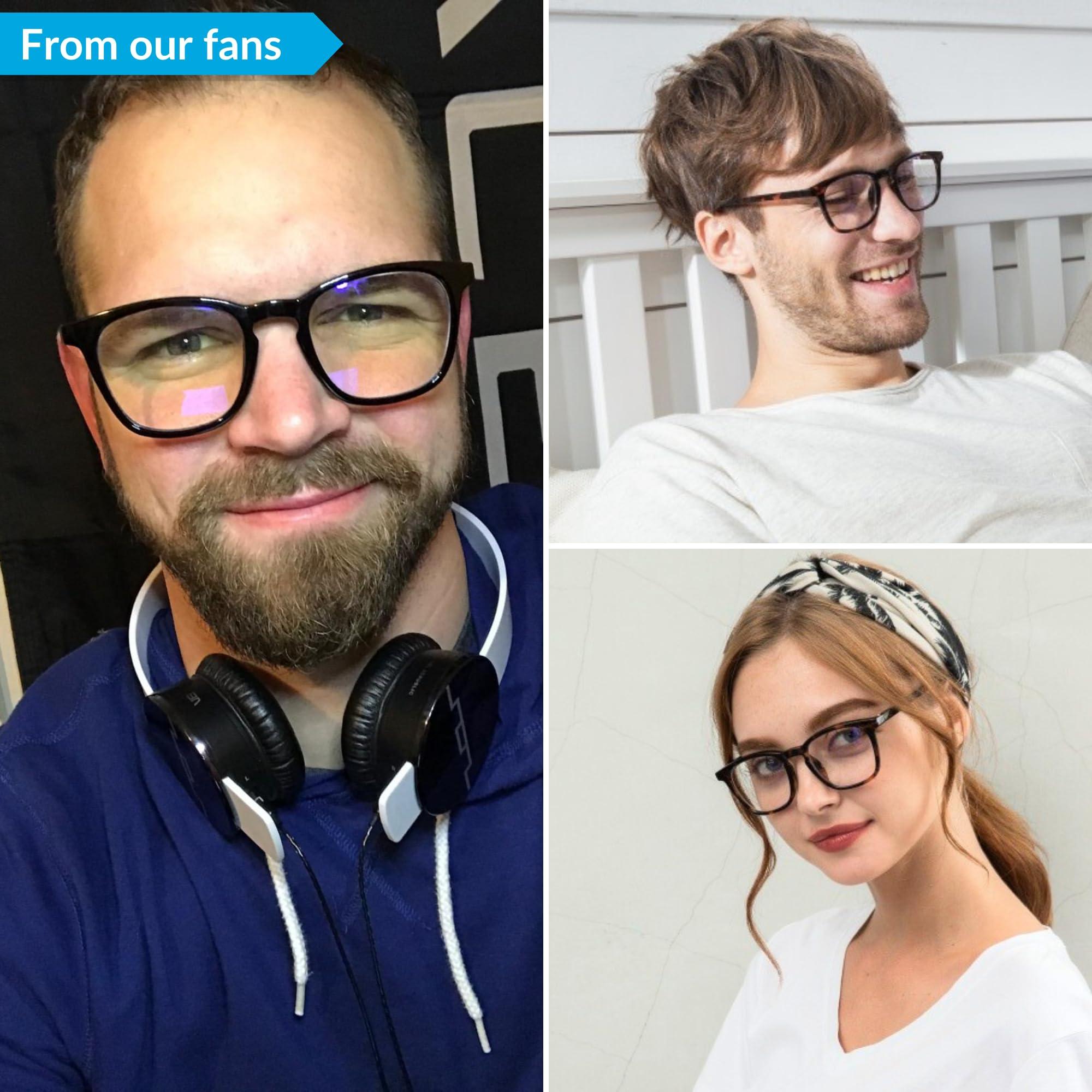 J+S J+S Blue Light Blocking Glasses for Women Men | Anti Eyestrain Headache Glare 400UV from Computer/Gaming/TV/Phones (Puhou LCD lens - Nerdy Square | Black Frame)