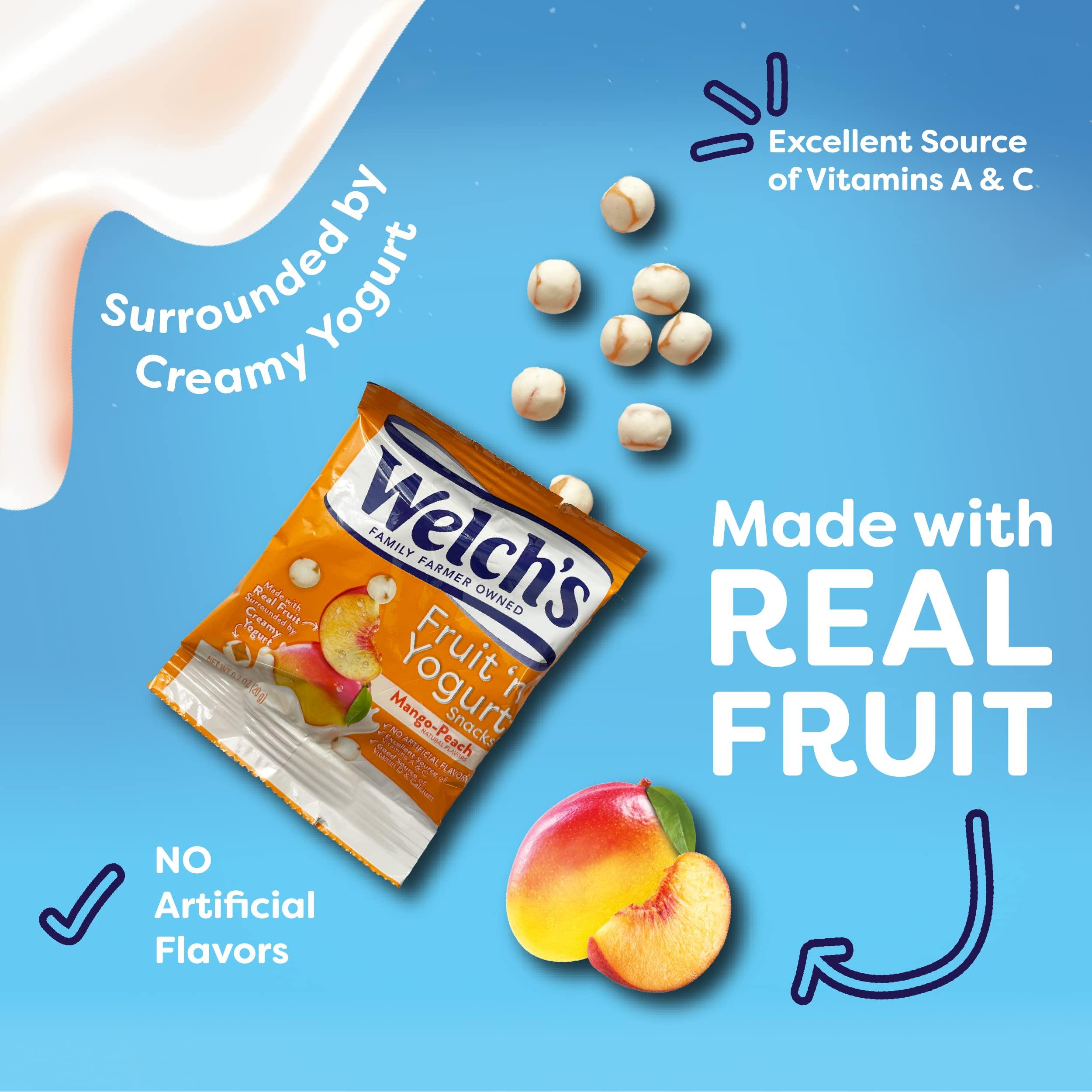 Welch\'s Welch\'s Fruit Snacks, Fruit \'n Yogurt Variety Pack, Strawberry, Blueberry Acai, Mango Peach, Bulk Pack, Individual Single Serve 0.7 oz Bags (Pack of 42)