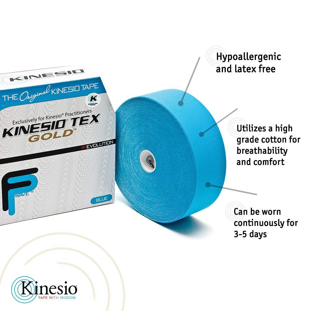 Kinesio Kinesio Taping - Elastic Therapeutic Athletic Tape Tex Gold FP - Bulk Roll - Blue – 2 in. x 103 ft