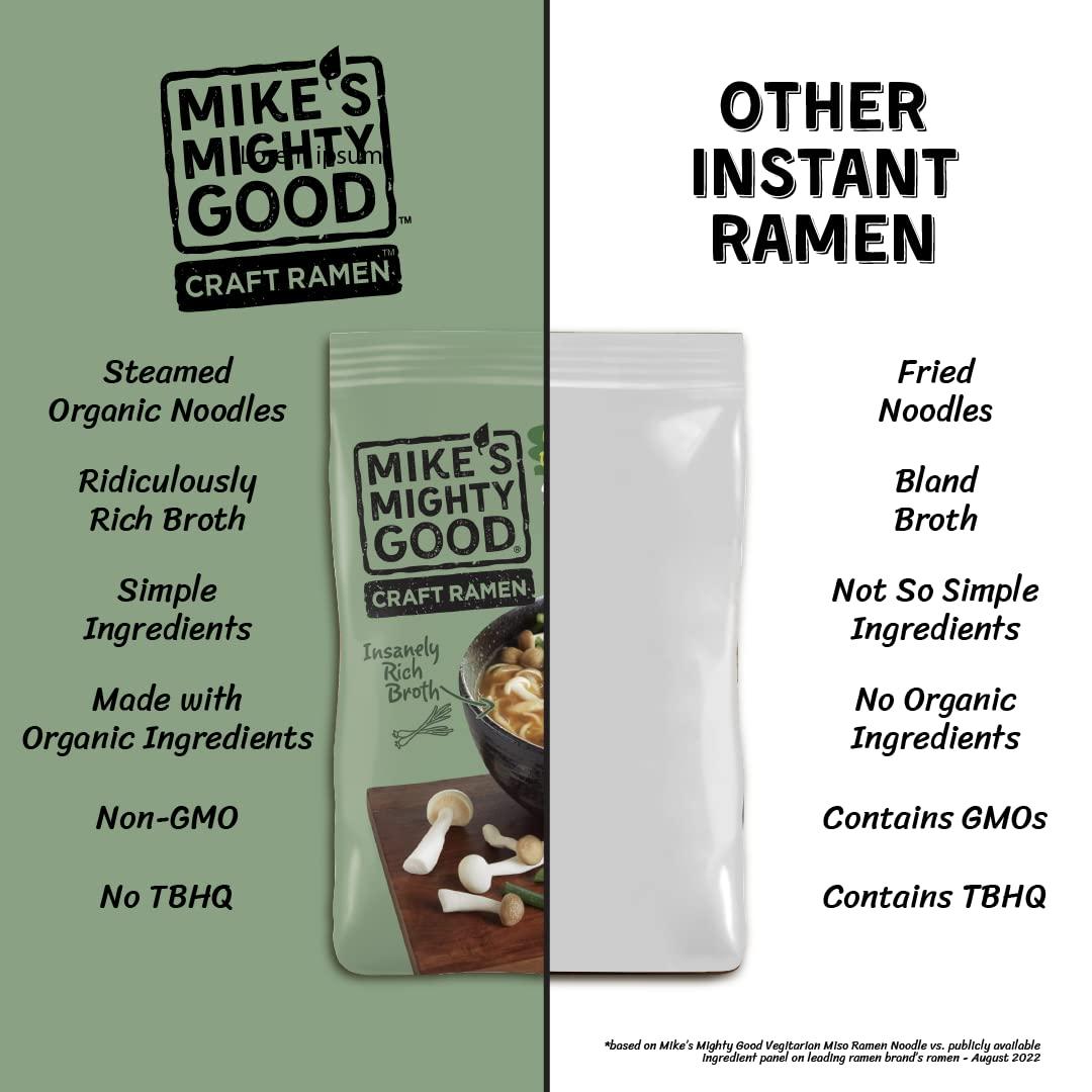 Mike's Mighty Good Mike's Mighty Good Vegetarian Miso Soup - Instant Ramen Noodles - Organic and Non-GMO Instant Noodles - Miso Ramen - Vegan Ramen Soup - 2.1 Ounces - 7 Pillow Packs
