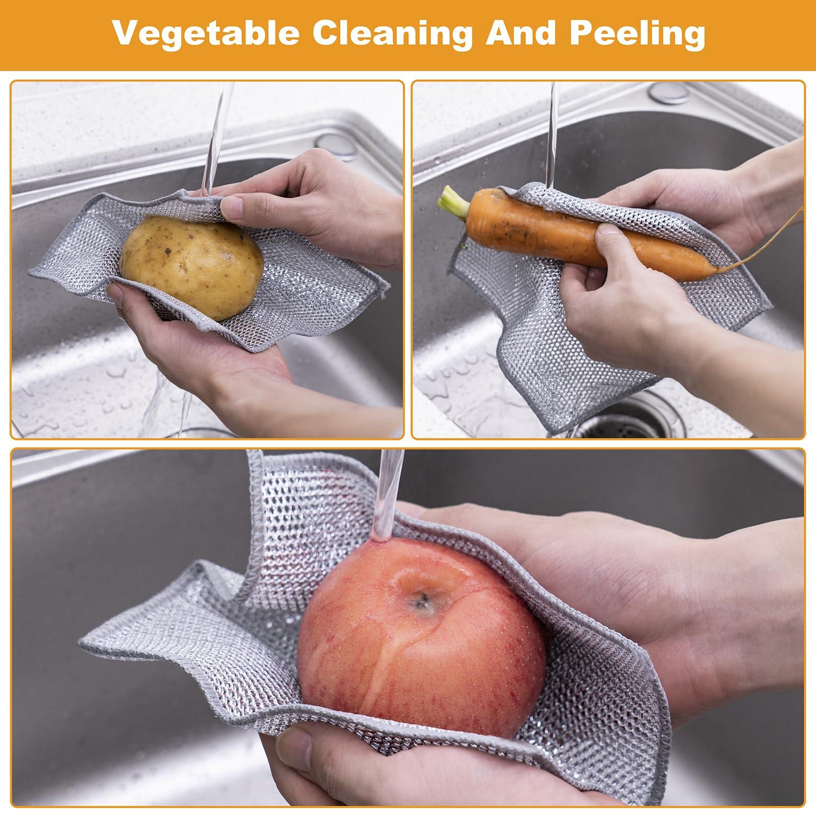 Inkhut Inkhut Non Scratch Wire Dishcloth, Multipurpose Wire Dishwashing Rag for Wet and Dry, Multifunctional Dish Rags for Washing Dishes, Reusable Steel Wool Scrubber for Kitchen Cleaning