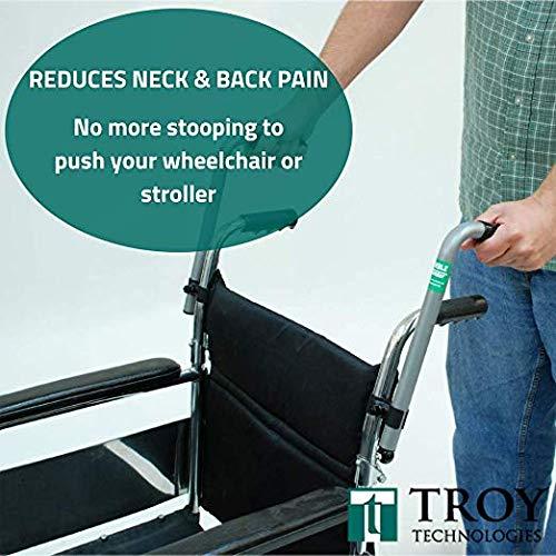 Troy Technologies Inc. Universal Push Wheelchair Handle Extender - Backrest Wheelchair Accessories for Adults – Extendable Handle for Wheelchair & Strollers – Adjustable Extender for Wheelchair for Adults