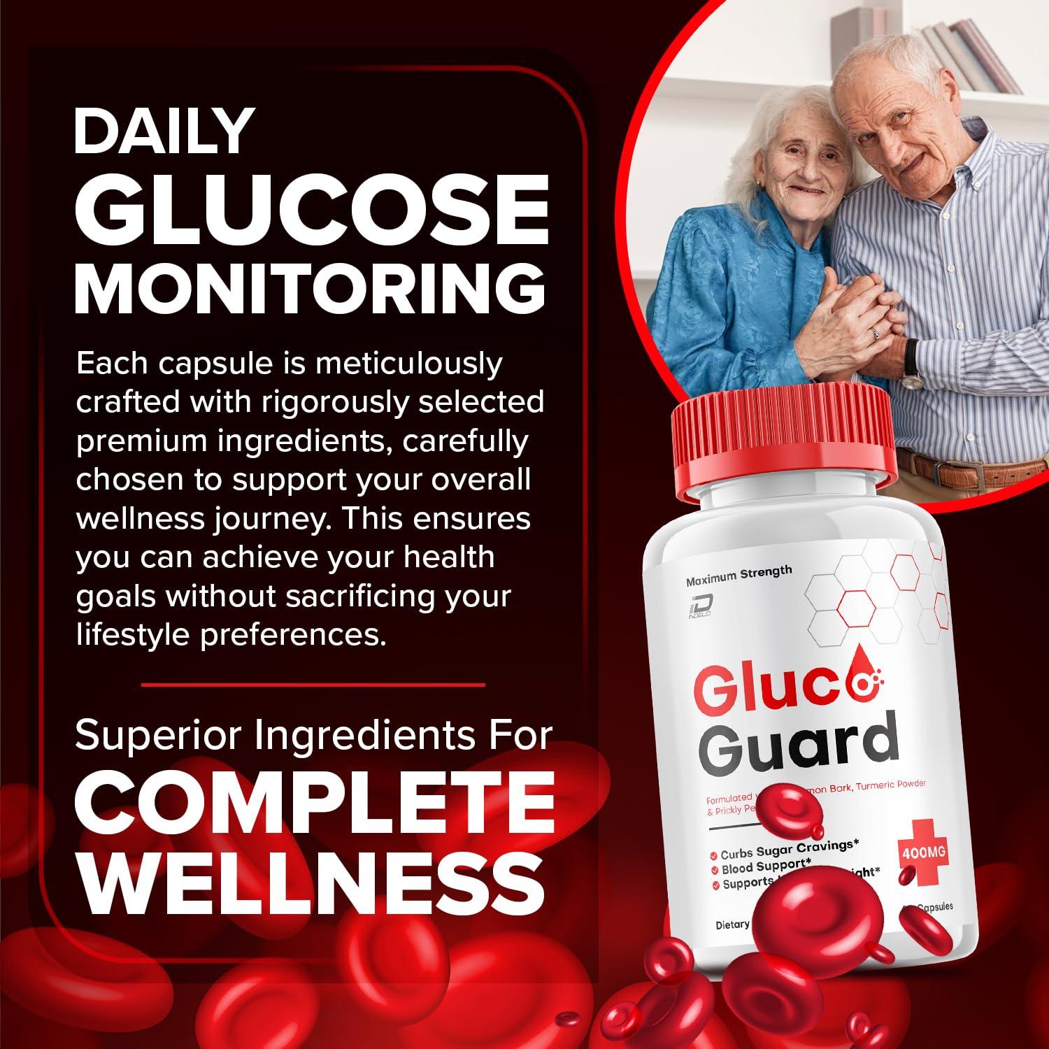 Indelo Gluco Guard Capsules, GlucoGuard Advanced Supplement, All Natural Formula to Maintain Healthy Levels, Maximum Strength Daily Formula, GlucoGuard Capsules Reviews (3 Pack - 180 Capsules)