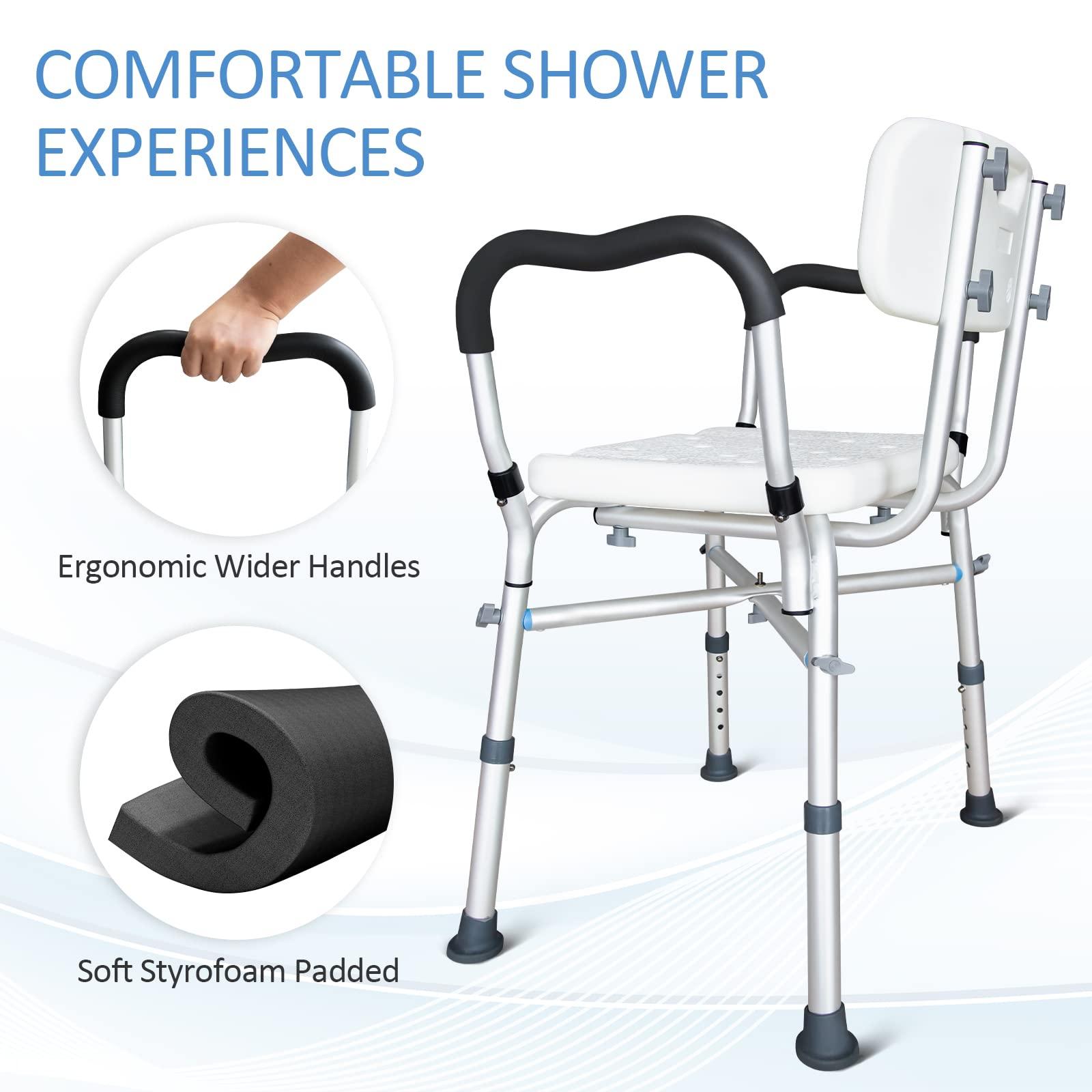 KingPavonini KingPavonini Shower Chair for Inside Shower, 550LBs Heavy Duty Bath Chair with Arms, Medical Shower Seat, Bath Stool Safety Shower Bench with Reinforced Crossing Bar for Elderly, Adults, Disabled
