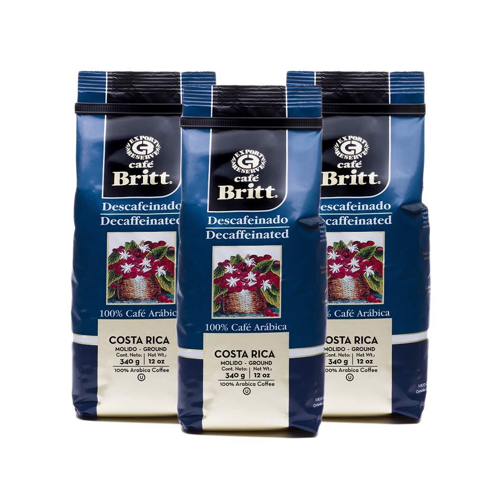 Cafe Britt Café Britt® - Costa Rican Decaffeinated Coffee (12 oz.) (3-Pack) - Ground, Arabica Coffee, Kosher, Gluten Free, 100% Gourmet & Dark Roast