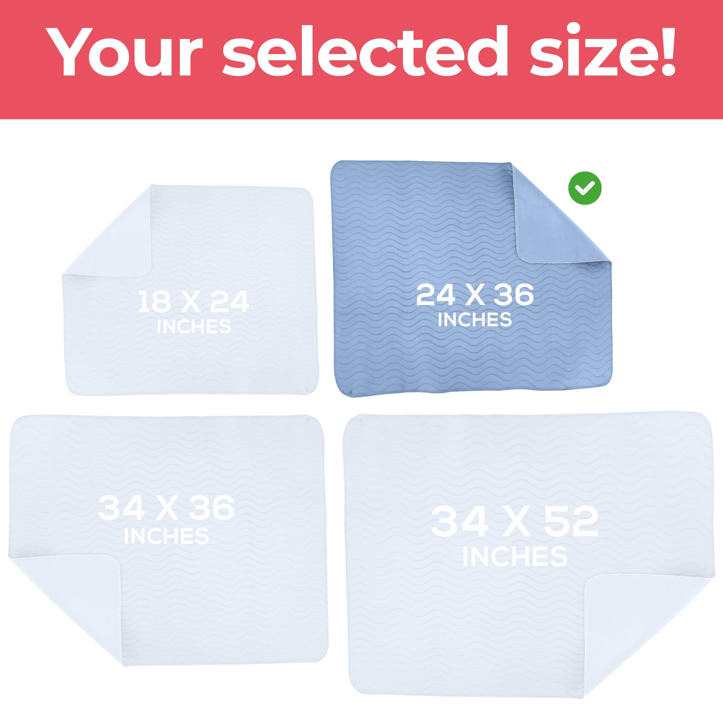 Utopia Bedding Utopia Bedding Washable Underpads 24\" x 36\" (Pack of 4), Waterproof Reusable Heavy Absorbency Incontinence Bed Pads for Adults, Kids, Elderly and Pets, Bedwetting Pads for Sofa and Couch (Blue)