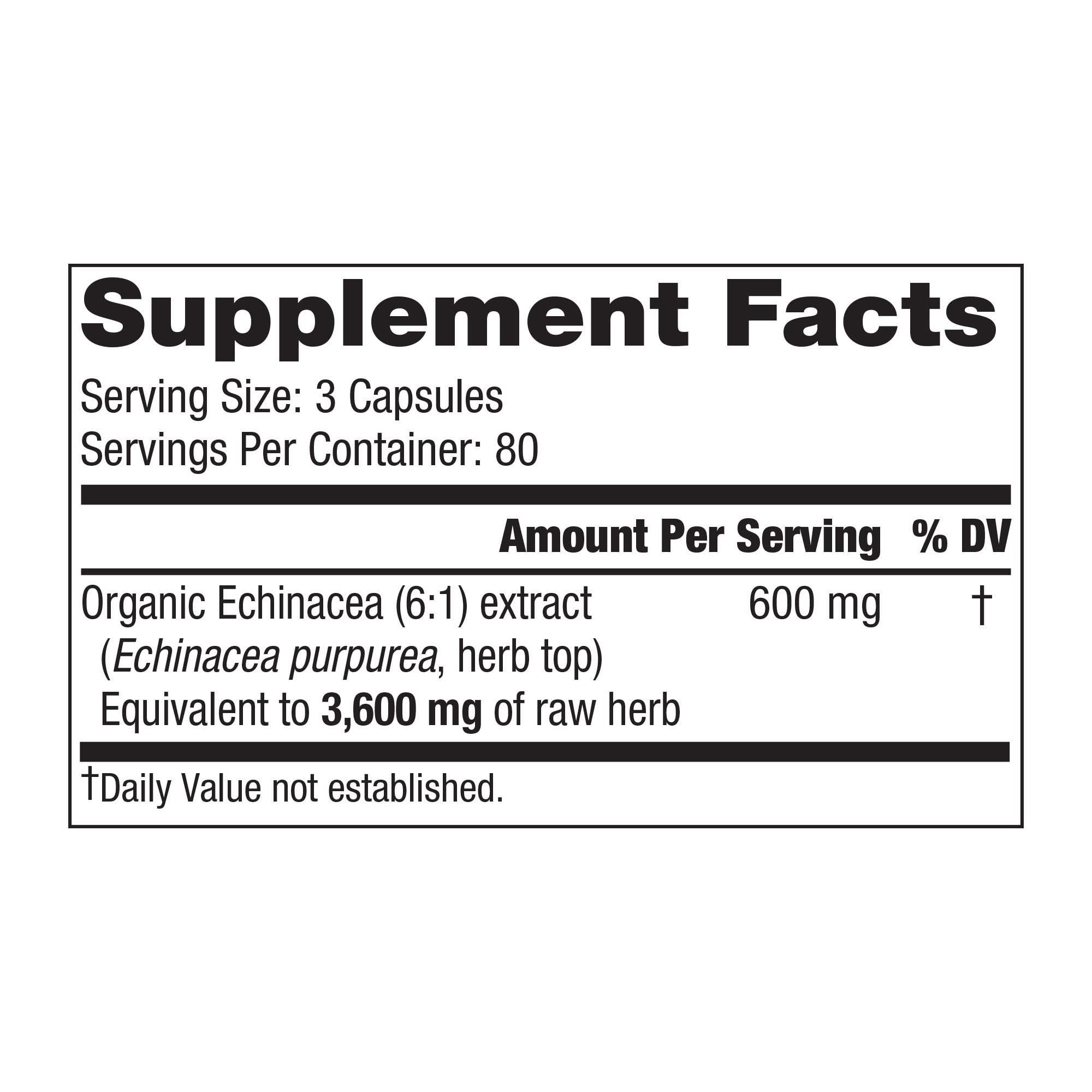 Jamieson Jamieson Echinacea 3,600mg 240 Vegan Capsules for Immune Support, Gluten Free, Non-GMO