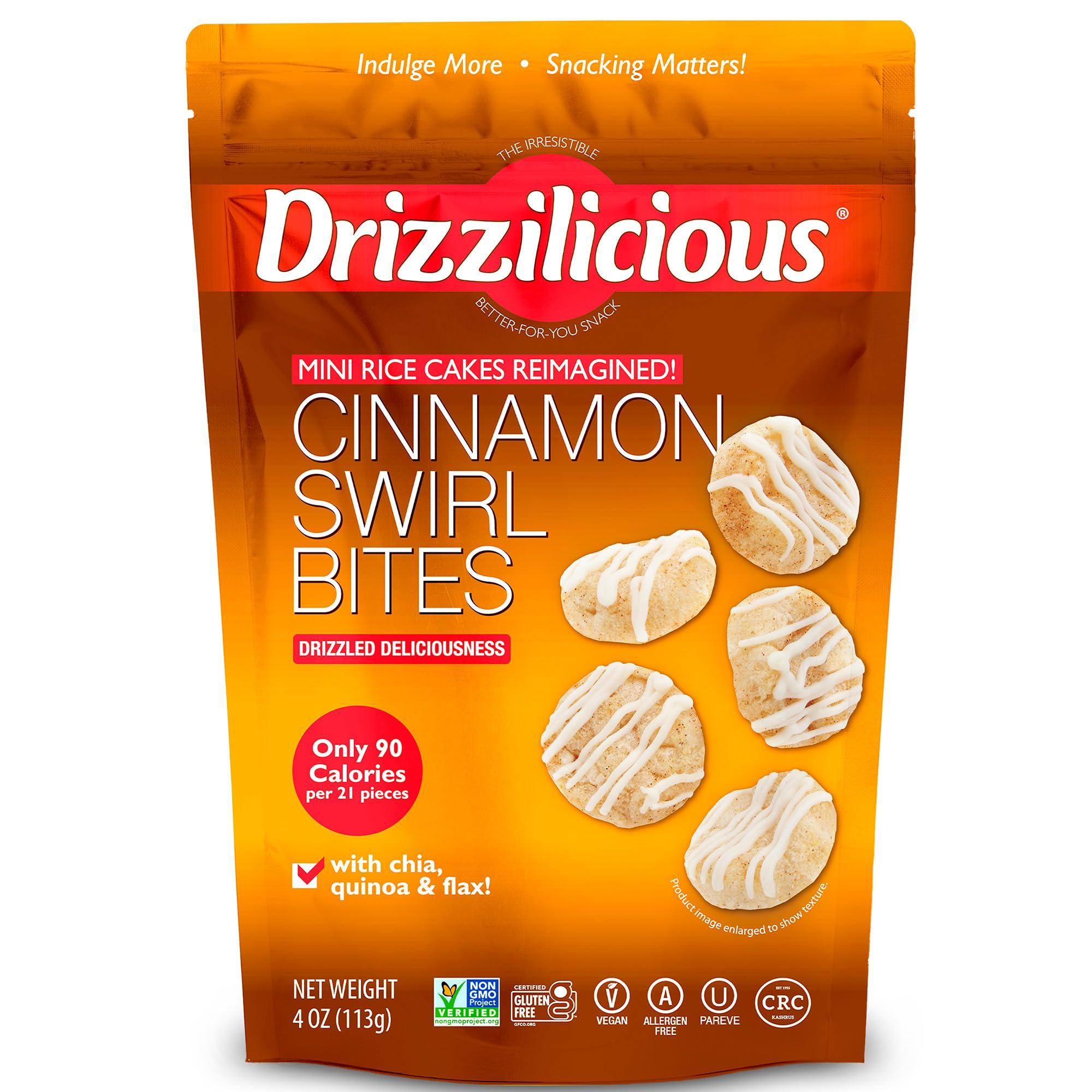 Drizzilicious Drizzilicious Mini Rice Cakes Cinnamon Swirl - Rice Crisps, Healthy Snack for Adults and Kids, Flavored Rice Cakes, Vegan, Gluten Free, Allergen Free, Only 90 Calories Per Serving - 4 oz (Pack of 1)