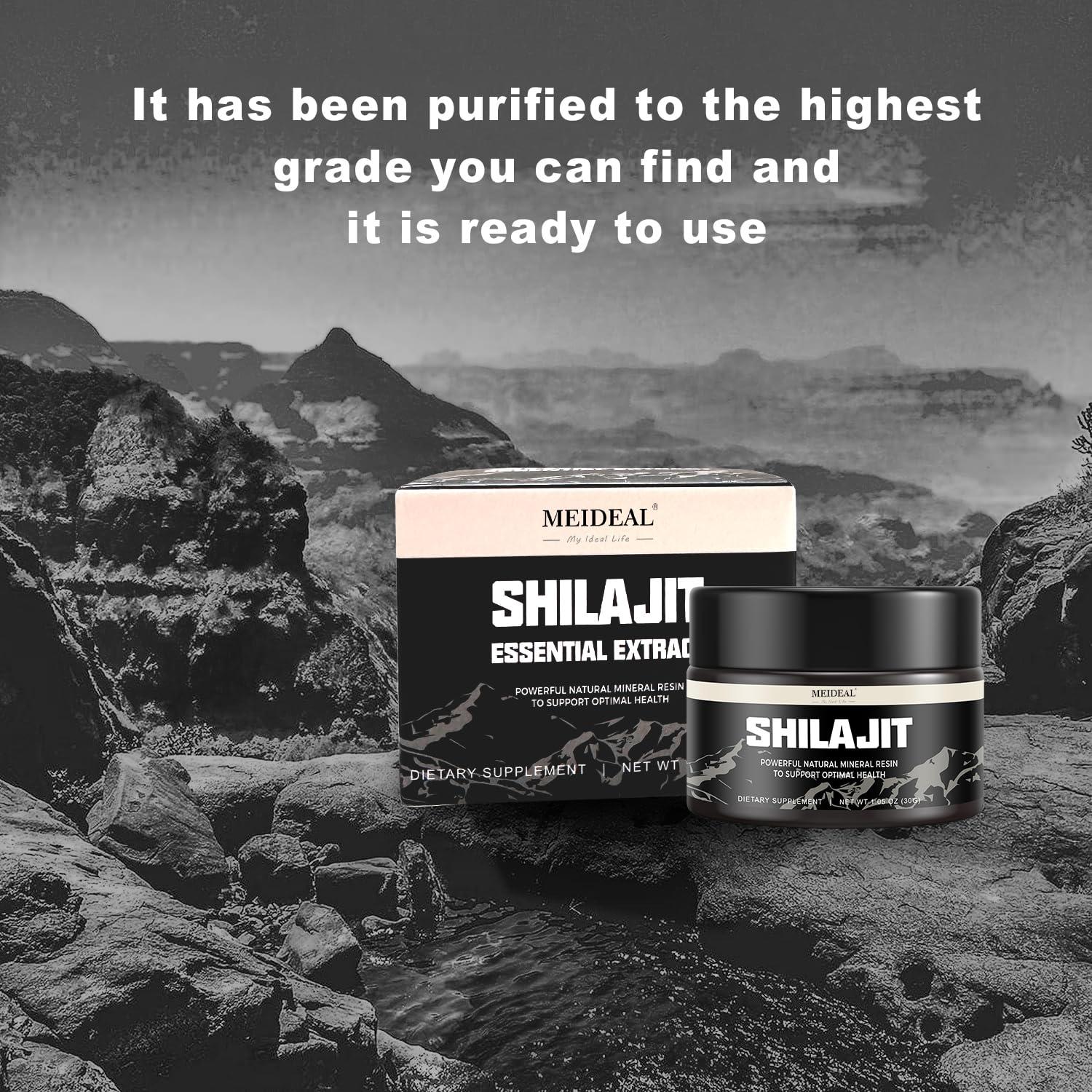 Meideal Shilajit Pure Himalayan Organic Shilajit Resin, Natural Shilajit Resin with Fulvic Acid, 85+ Trace Minerals, Organic Ayurvedic Blend for Energy & Immune System Support, 30 Grams (3 Packs)