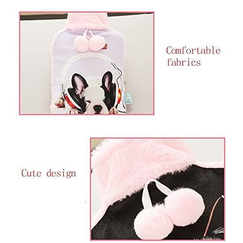 BcofoA BcofoA Hot Water Bottle, Flannel Cover with pet Pattern, 2 liters Large Capacity, Warm Hands and feet, Warm The Whole Body. (Color : Cat 1, Size : Large)