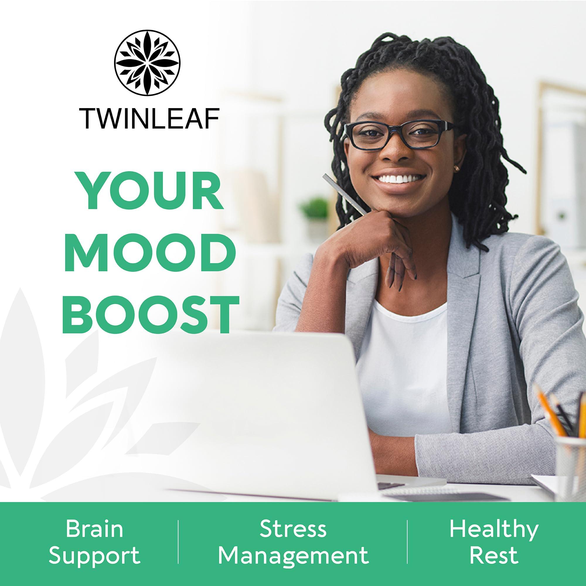 TWINLEAF TWINLEAF 5 HTP Supplement for Mood Support - Made in USA - Natural 5-HTP & L-tryptophan Capsules - 5-HTP Booster for Men & Women - Proprietary Formula for Mood and Relaxation - 60 Vegan Capsules